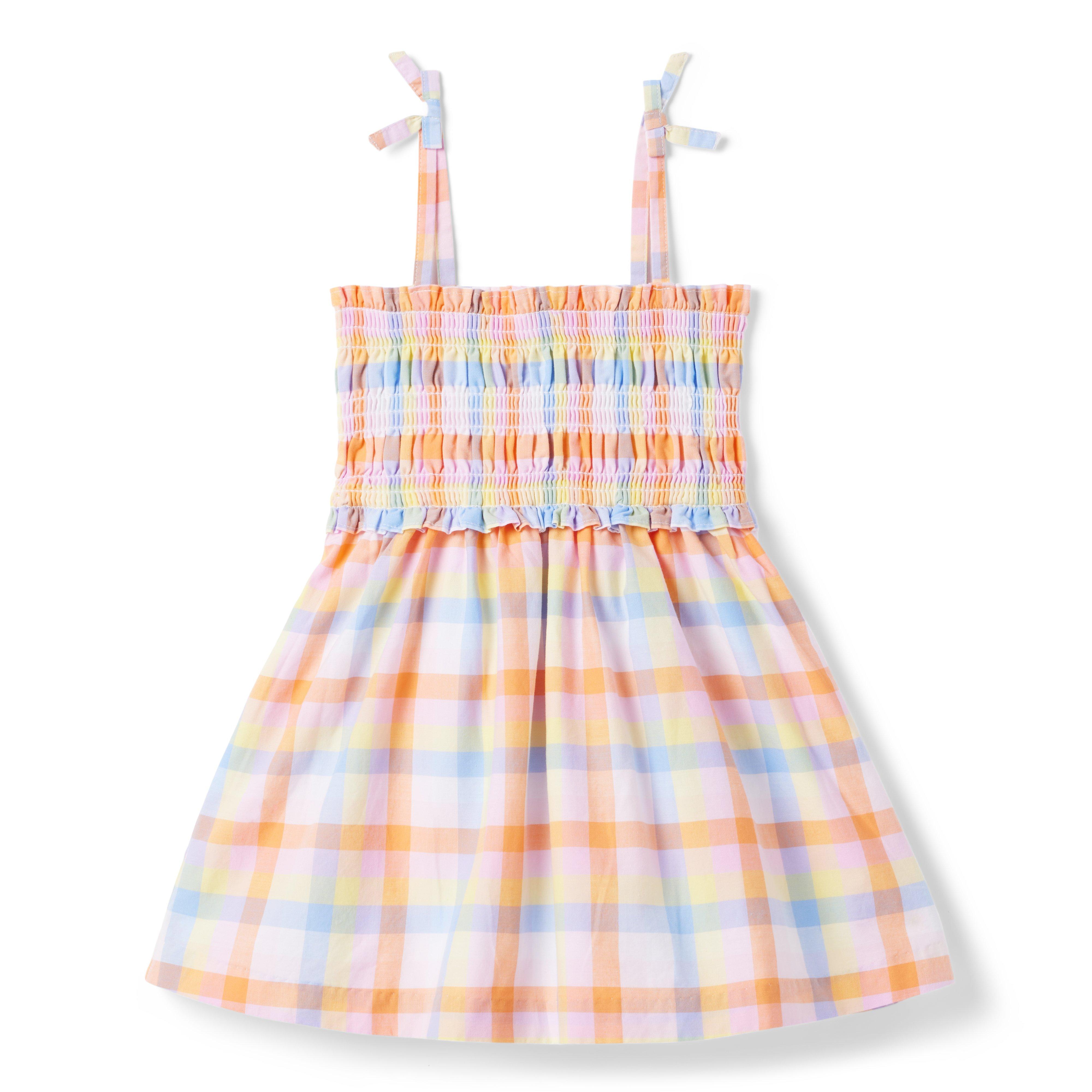 Girl Apricot Plaid The Sienna Smocked Sundress by Janie and Jack