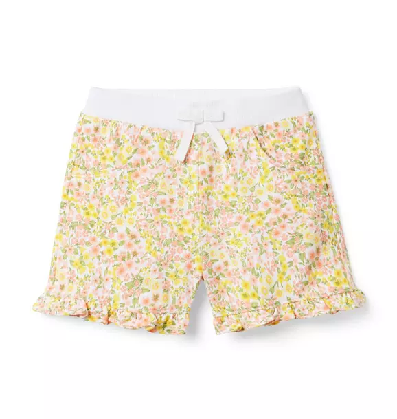 Floral Ruffle Hem French Terry Short