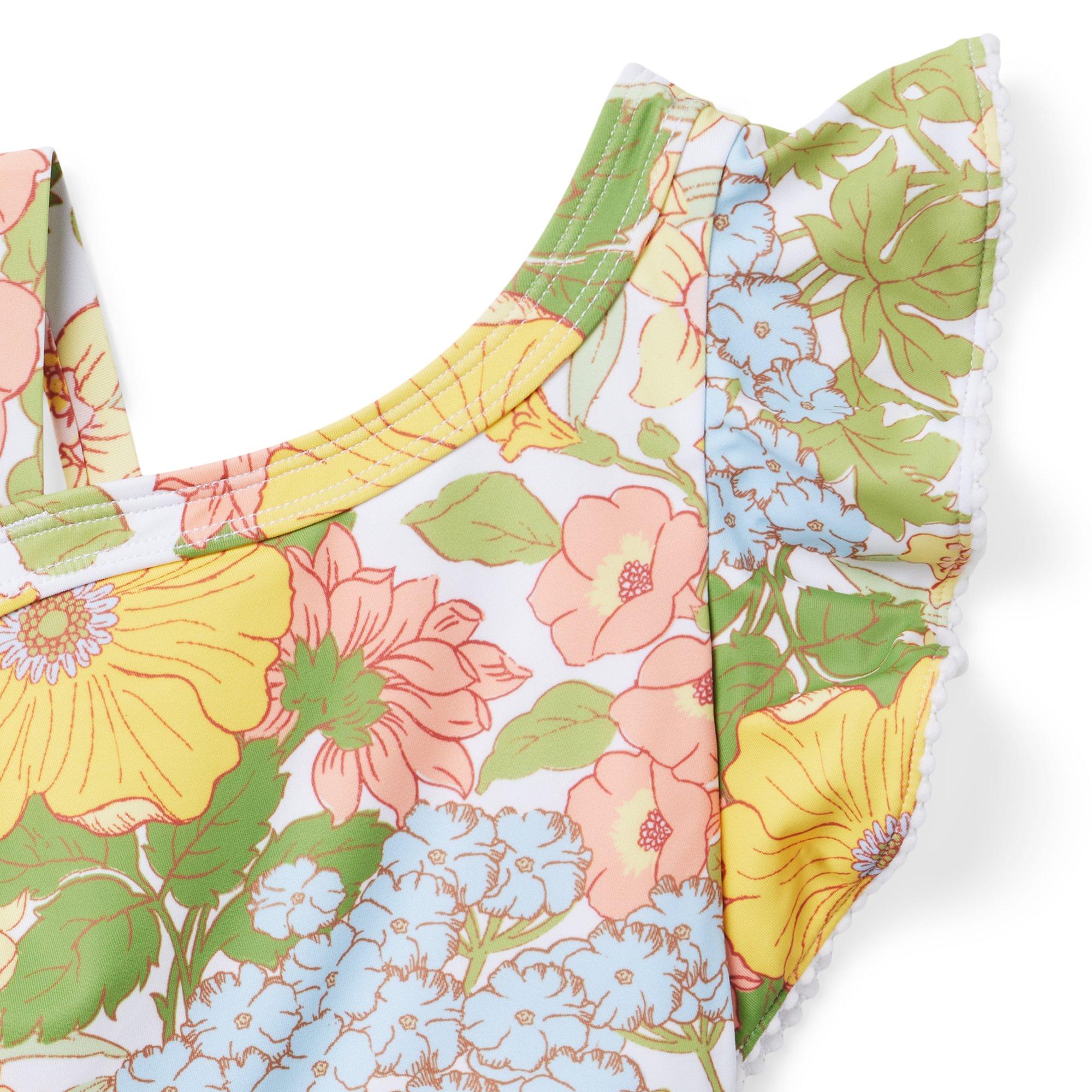 Recycled Floral Ruffle Sleeve Swimsuit image number 2