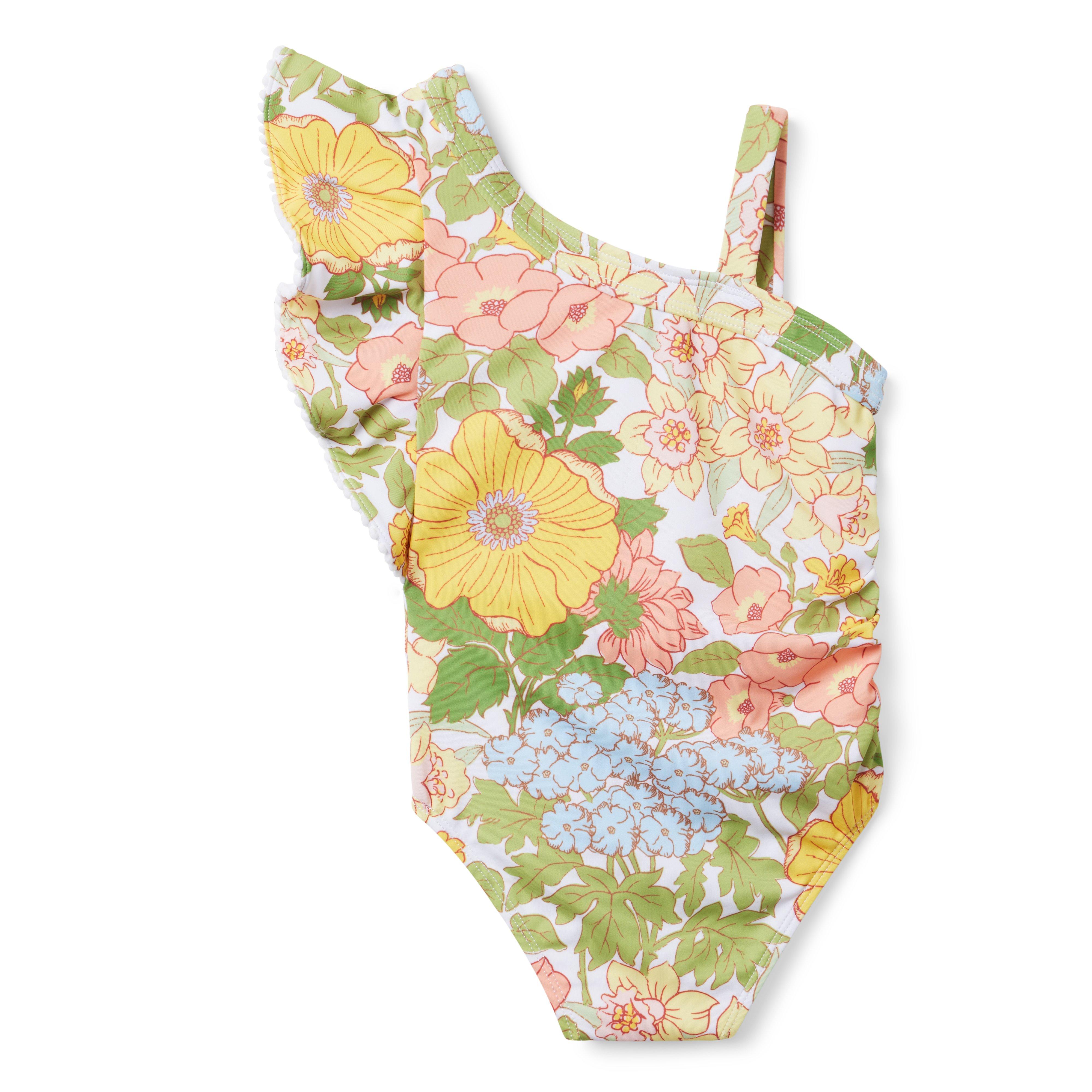 Recycled Floral Ruffle Sleeve Swimsuit image number 1