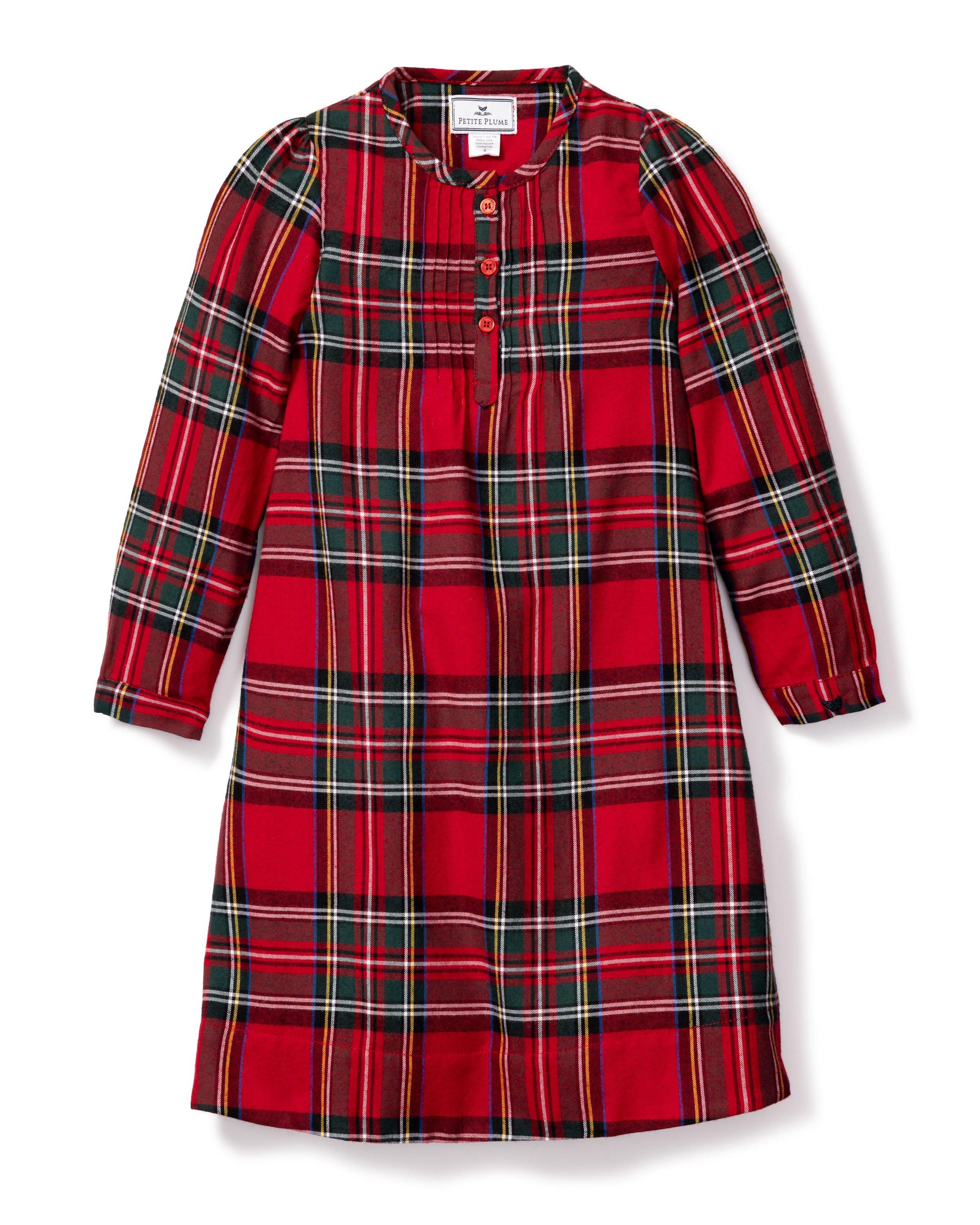 Sal & Pimenta Girls Nightgown - Red Holiday Tartan Plaid