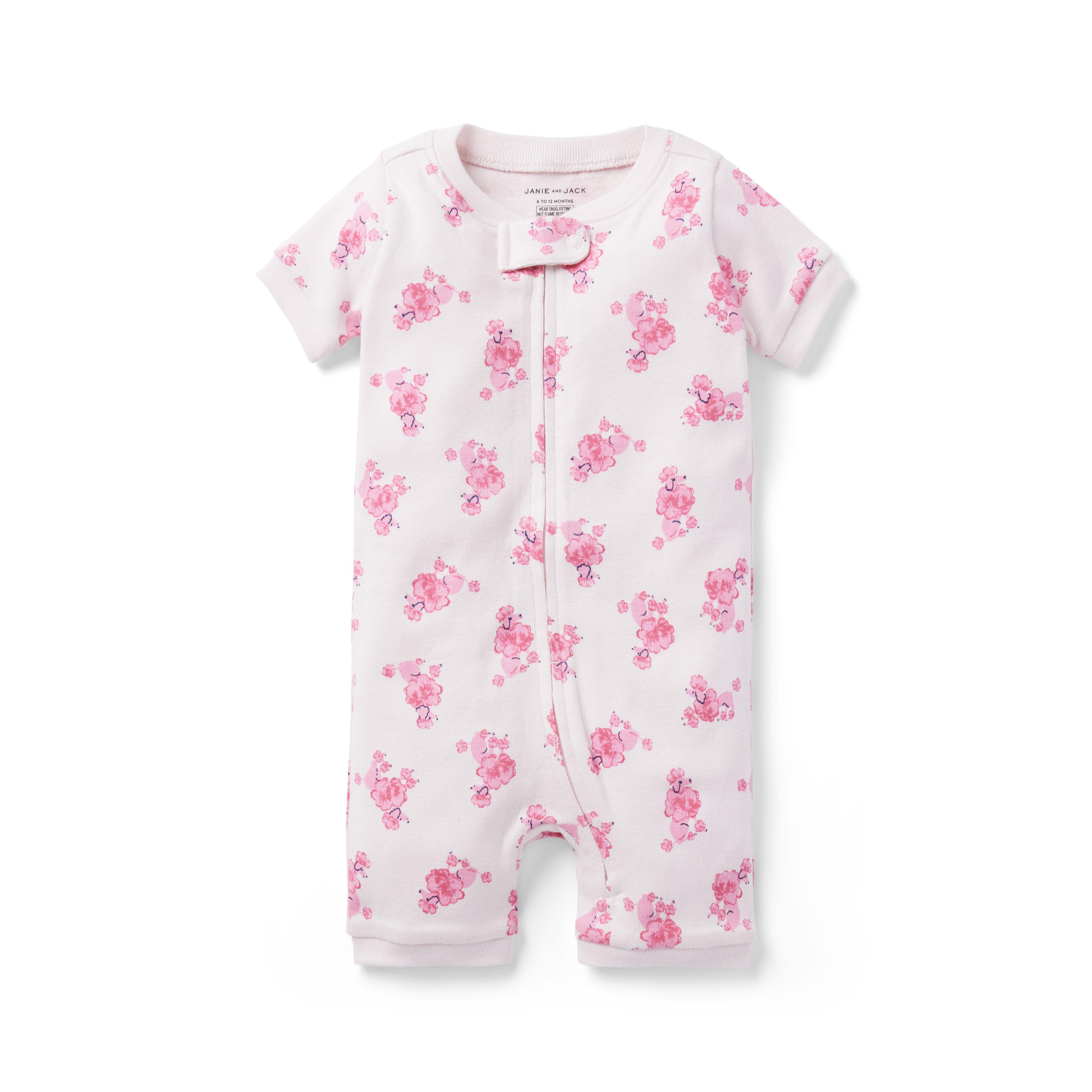 Newborn Pink Poodle Perfect Baby Good Night Short Zip Pajama in Poodle ...