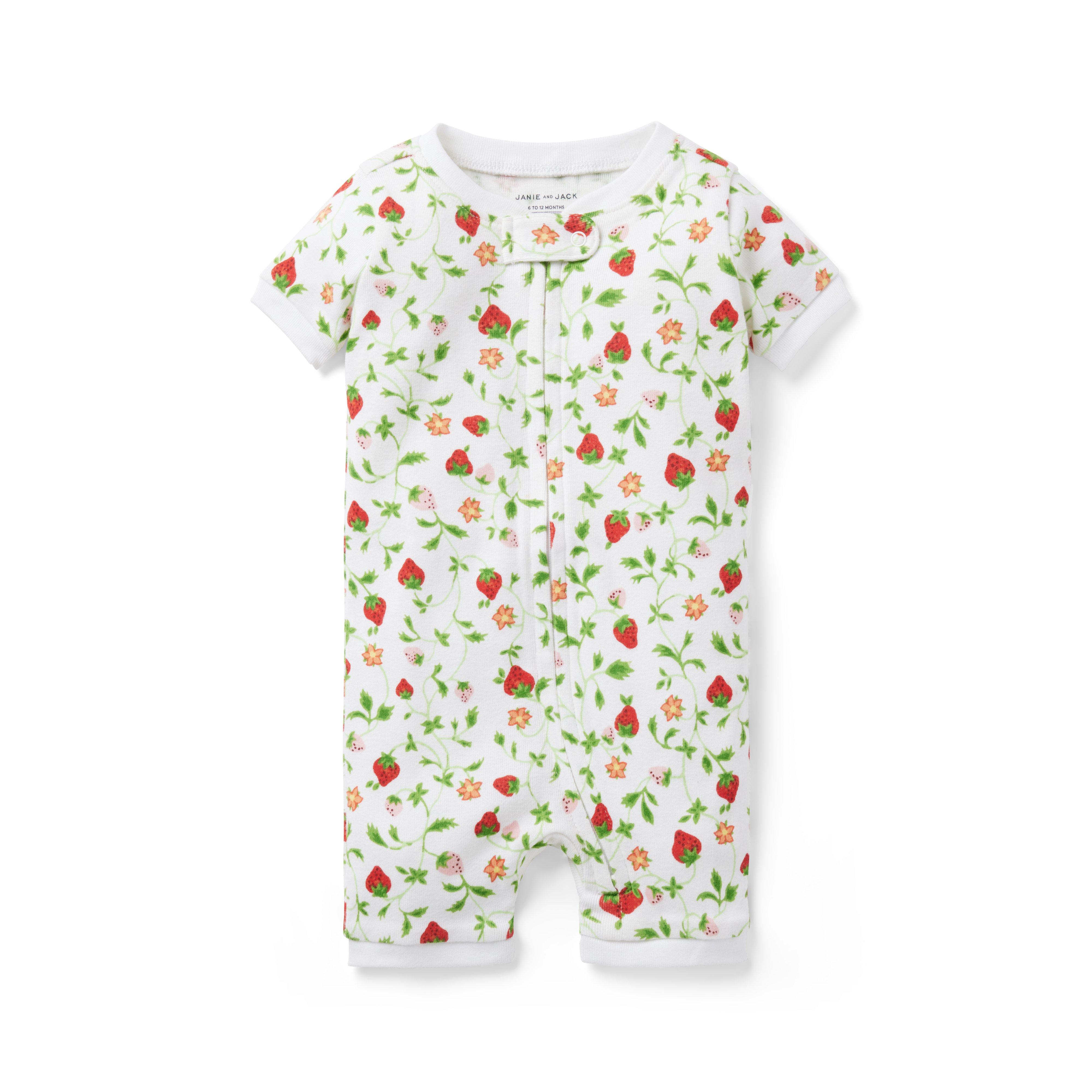 Baby Good Night Short Zip Pajama in Strawberry Vines