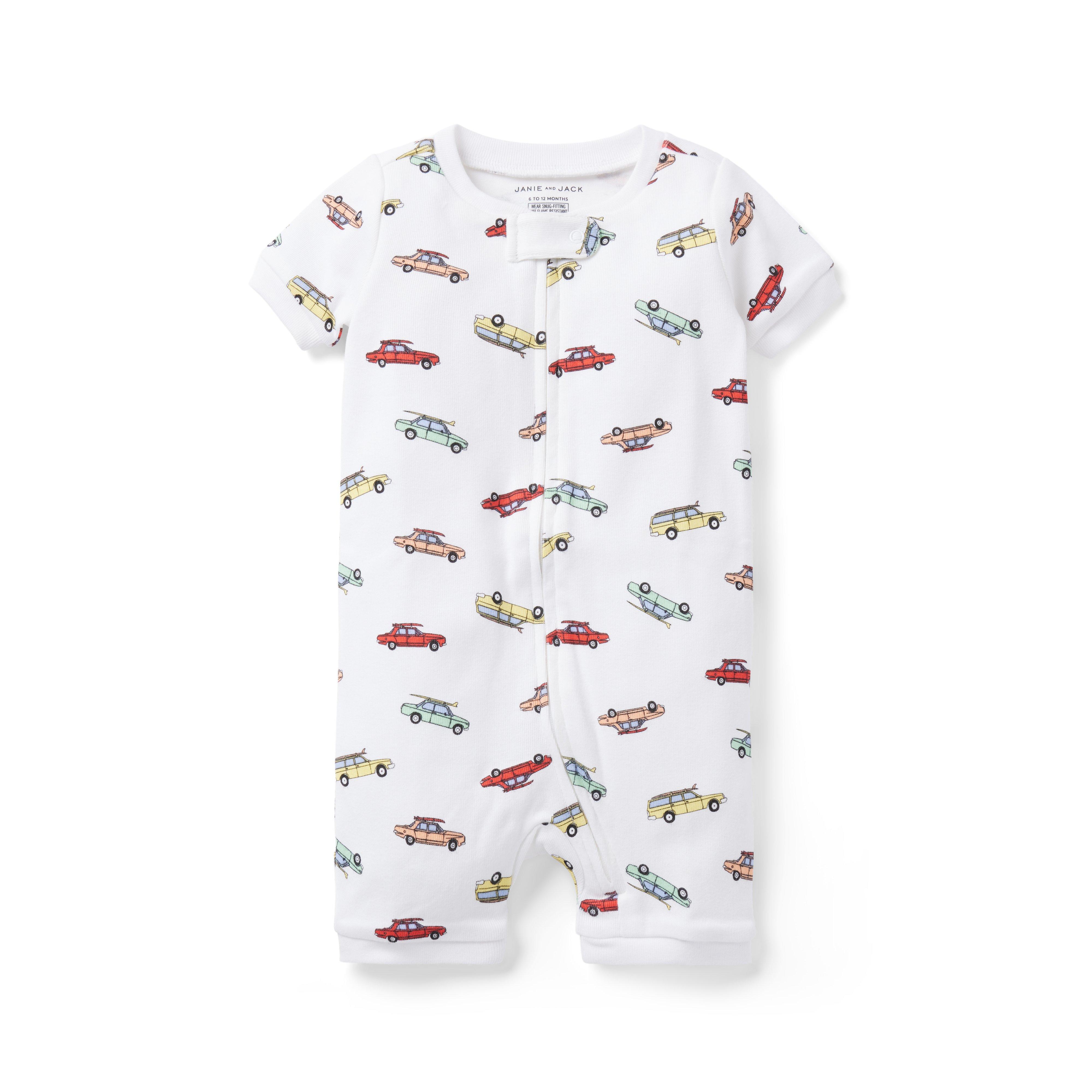 Baby Good Night Short Zip Pajama in Surf Cars