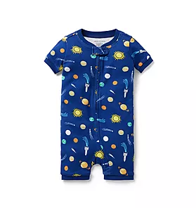 Baby Good Night Short Zip Pajama in Outer Space
