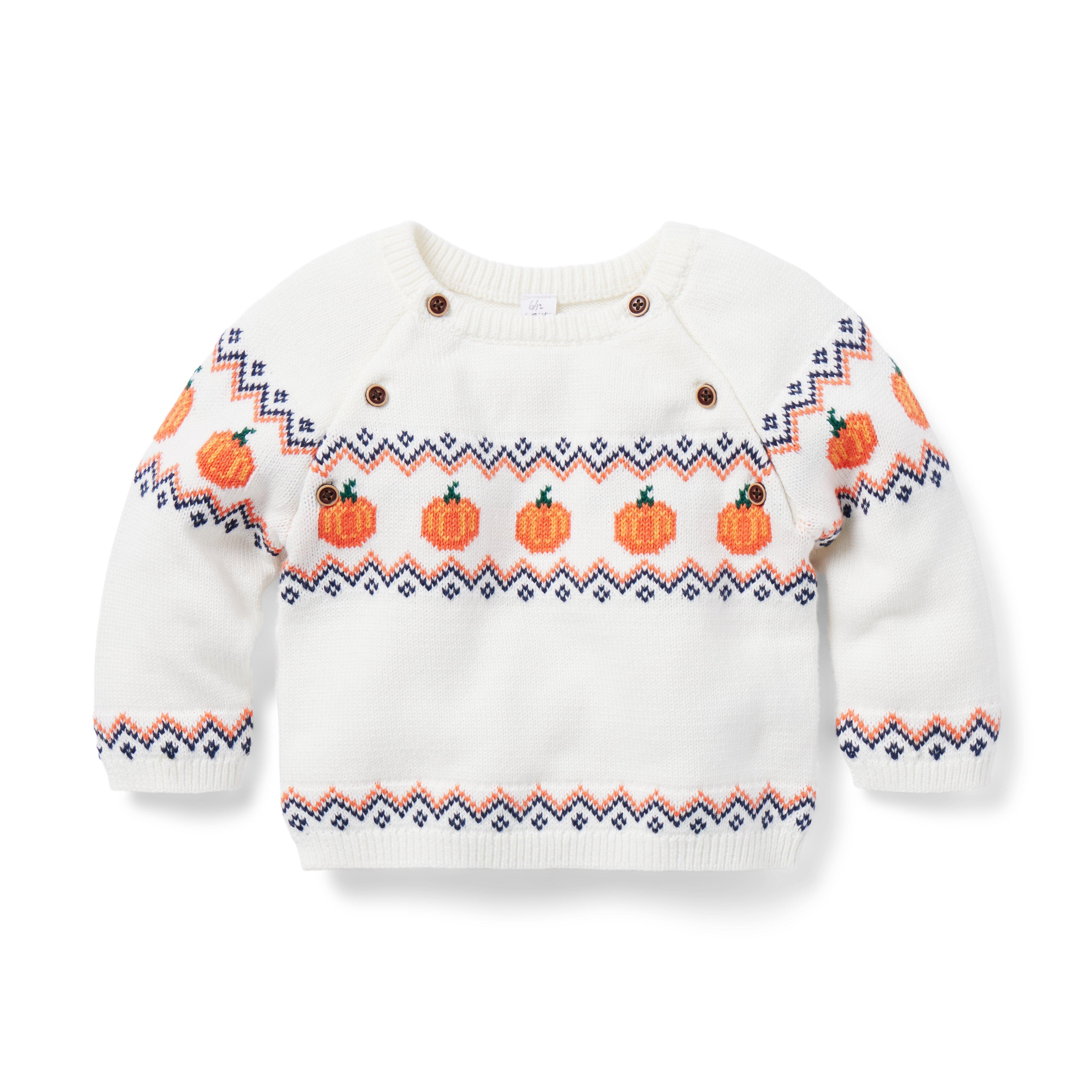 The Pumpkin Fair Isle Baby Sweater image number 0