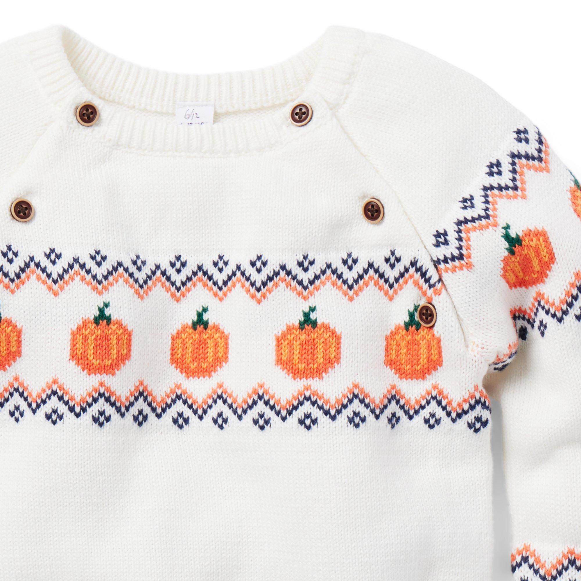 The Pumpkin Fair Isle Baby Sweater image number 1