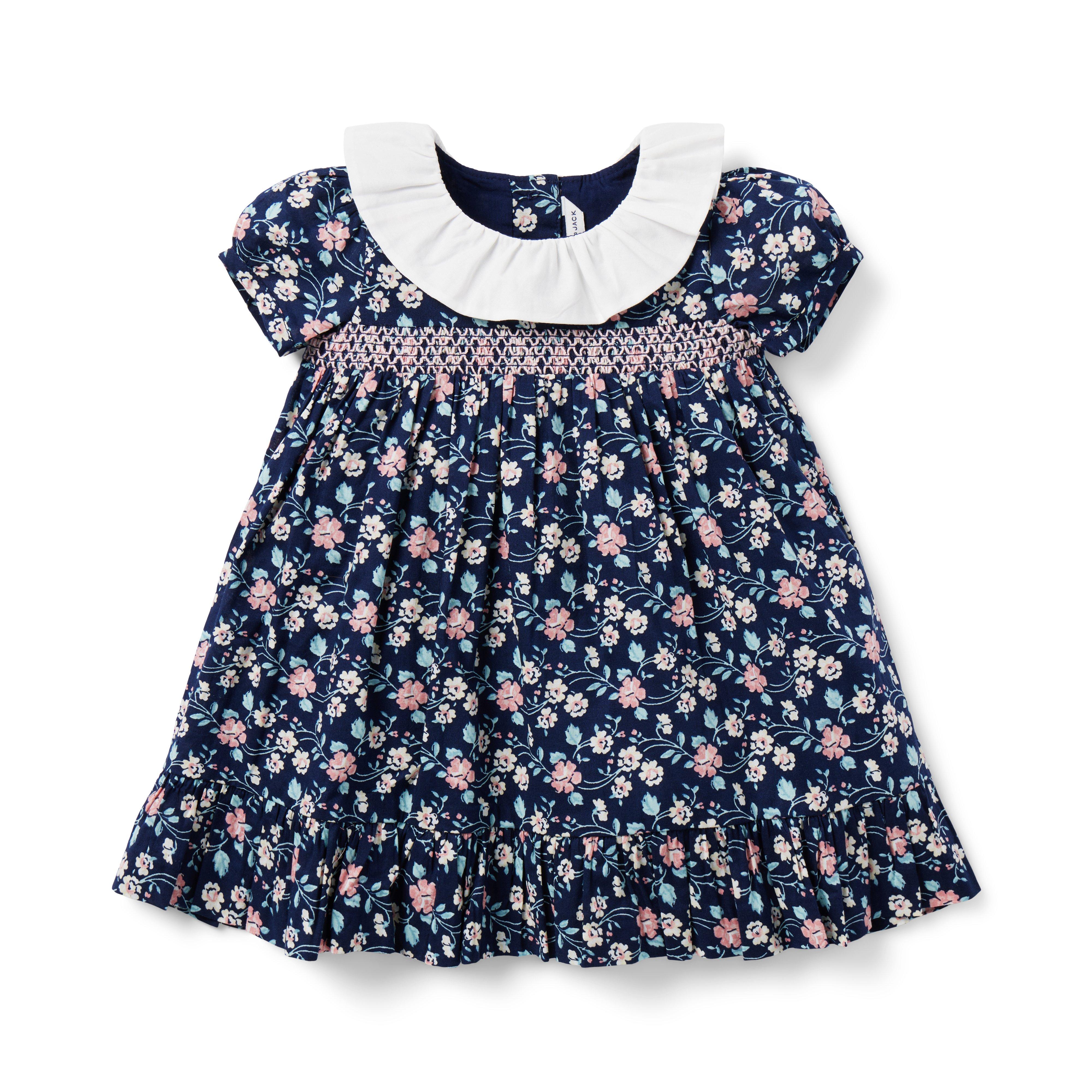 Baby Floral Collared Smocked Dress image number 0