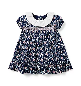 Baby Floral Collared Smocked Dress