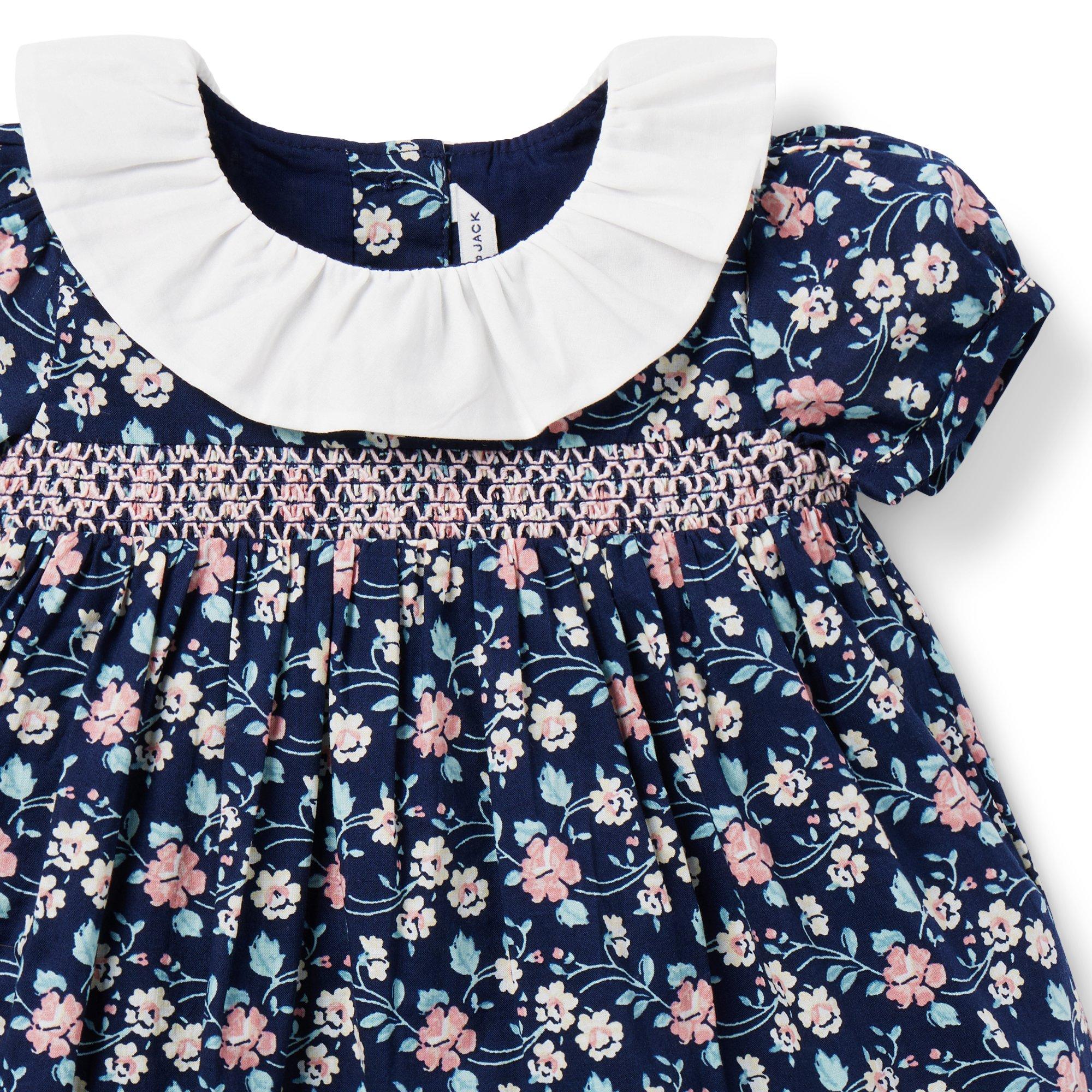 Baby Floral Collared Smocked Dress image number 1