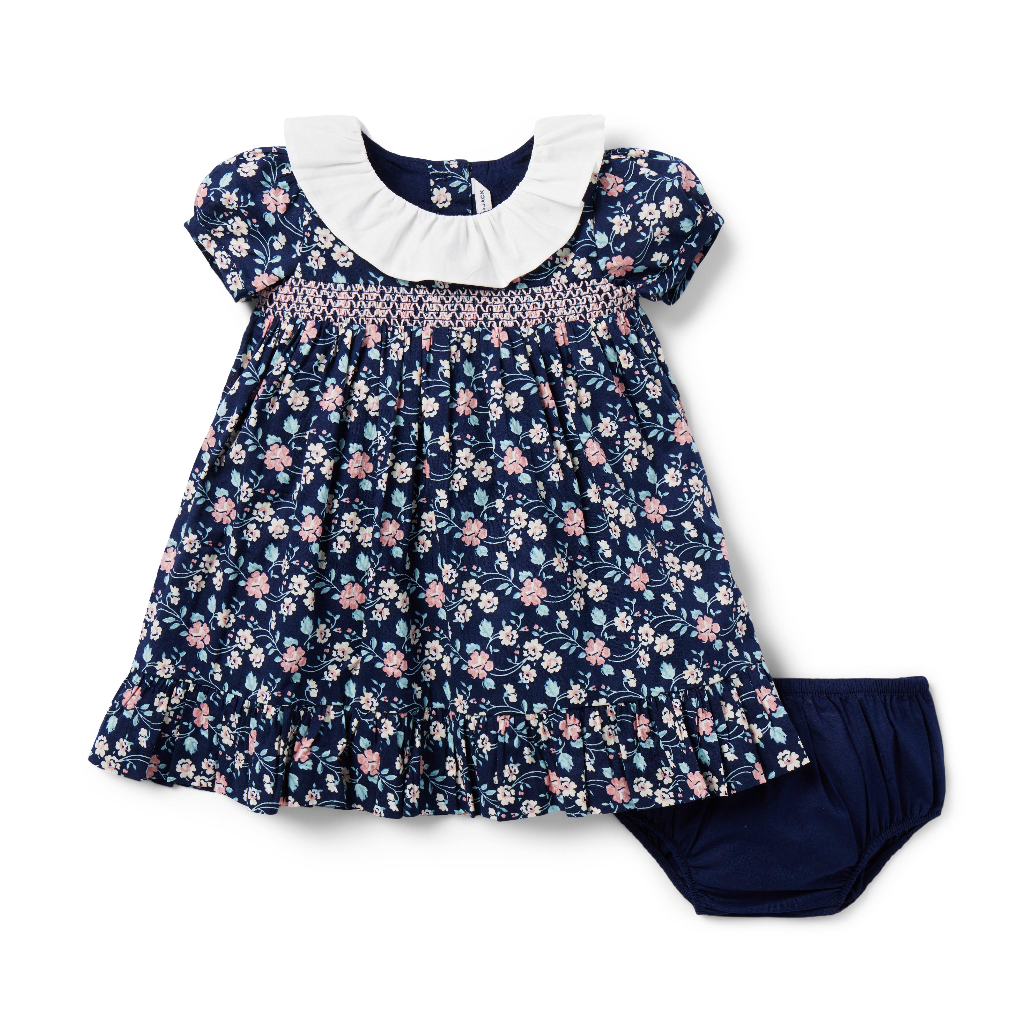 Baby Floral Collared Smocked Dress image number 4