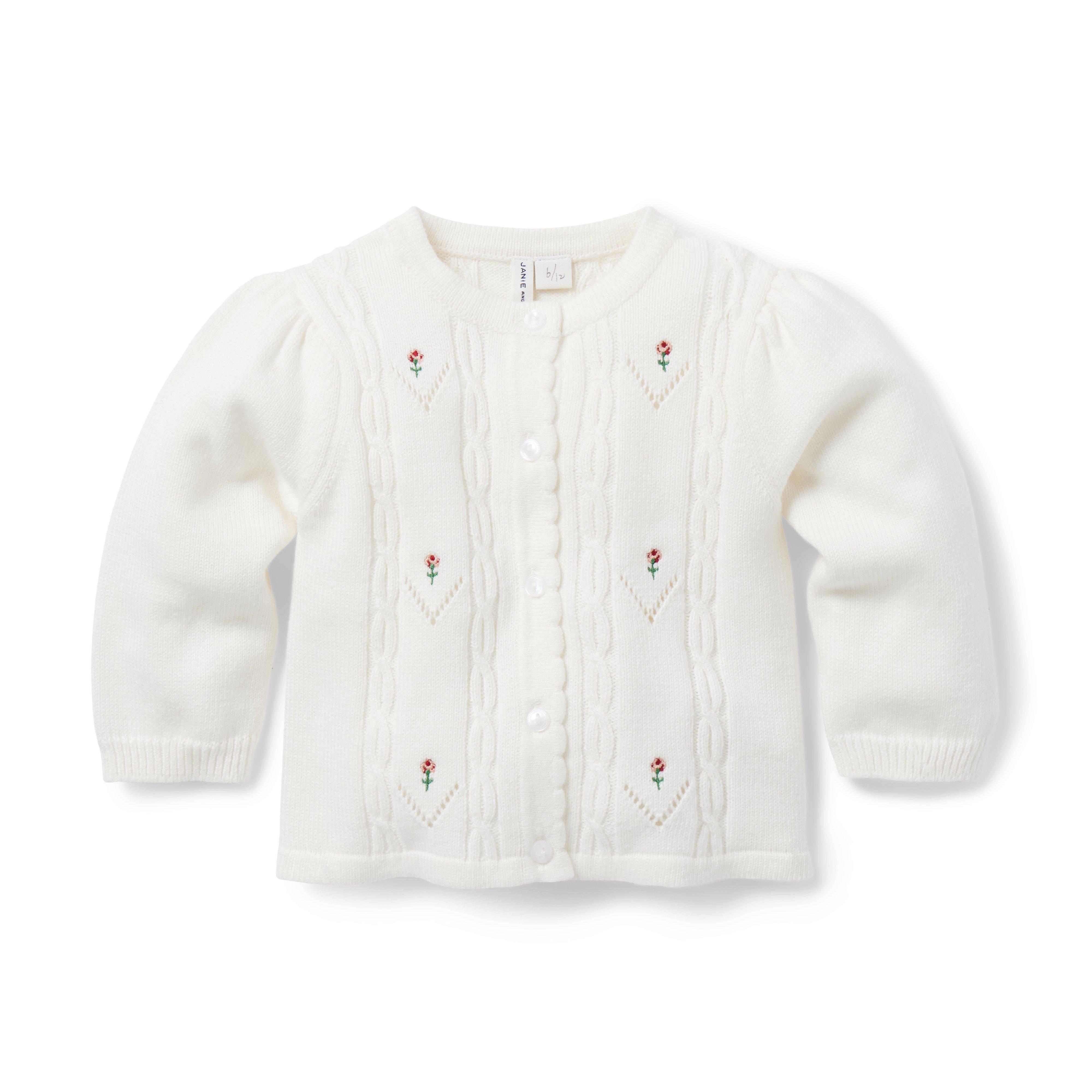 Baby Pointelle Flower Cardigan