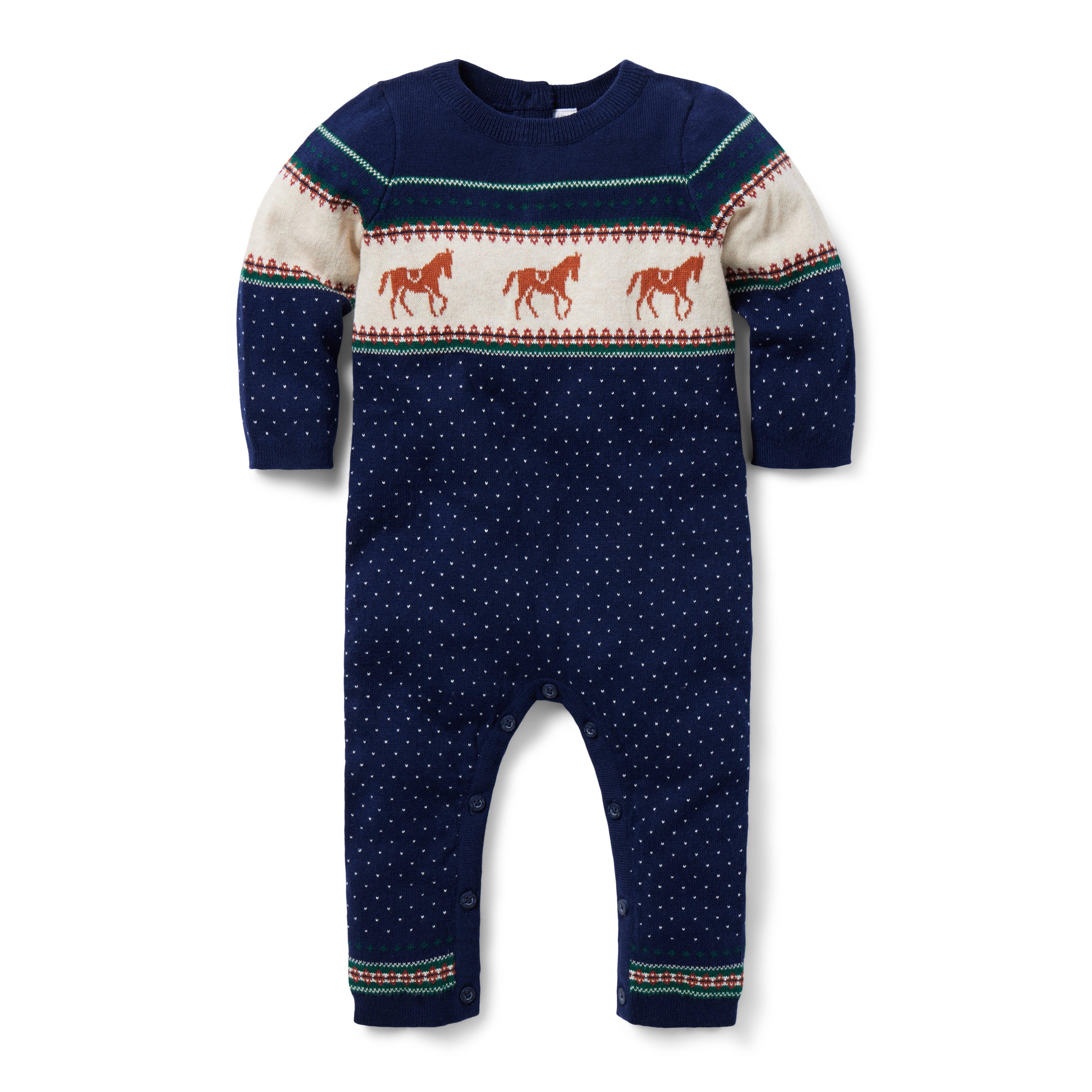 Baby Horse Fair Isle One-Piece image number 0