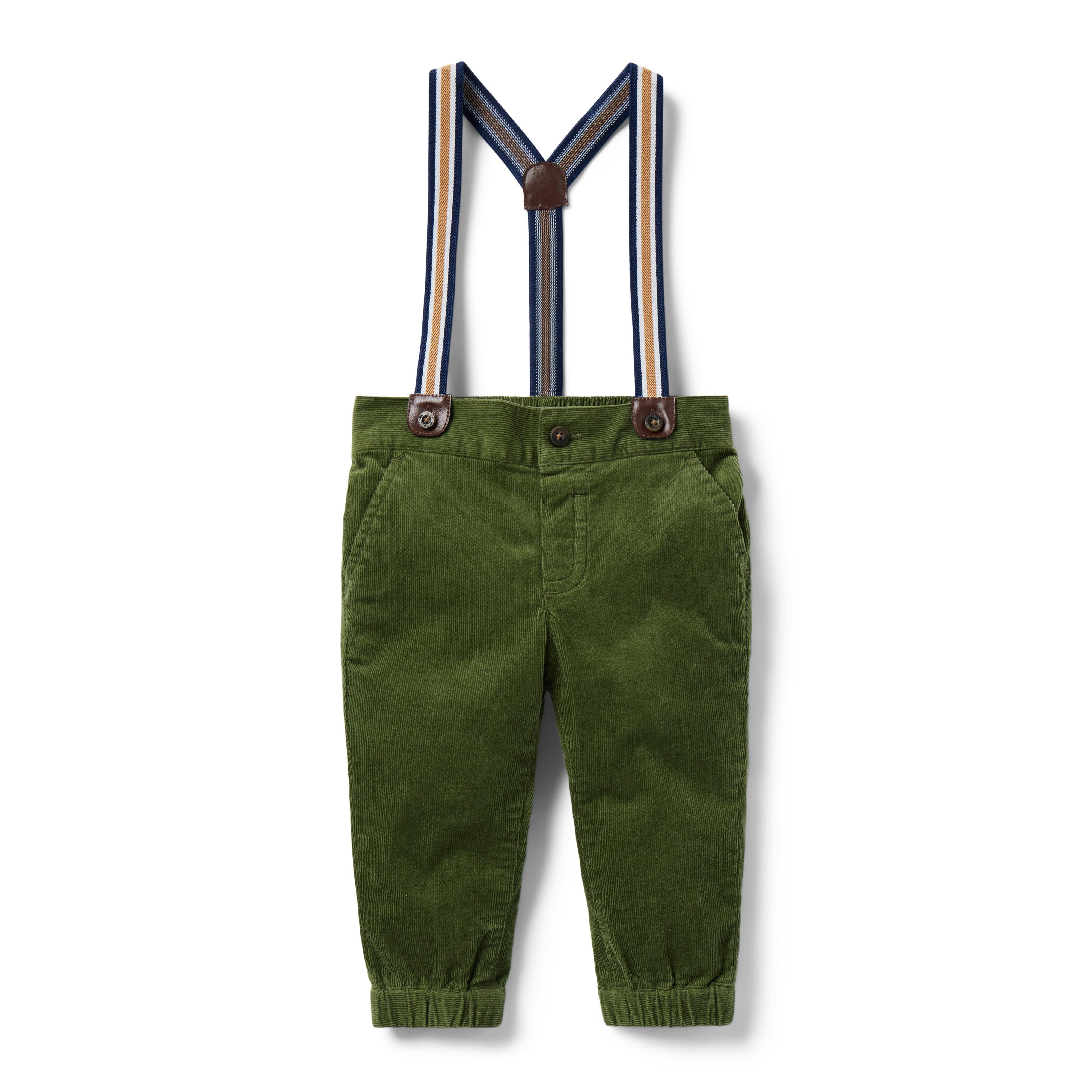 Newborn Bronze Green Baby Corduroy Suspender Pant by Janie and Jack