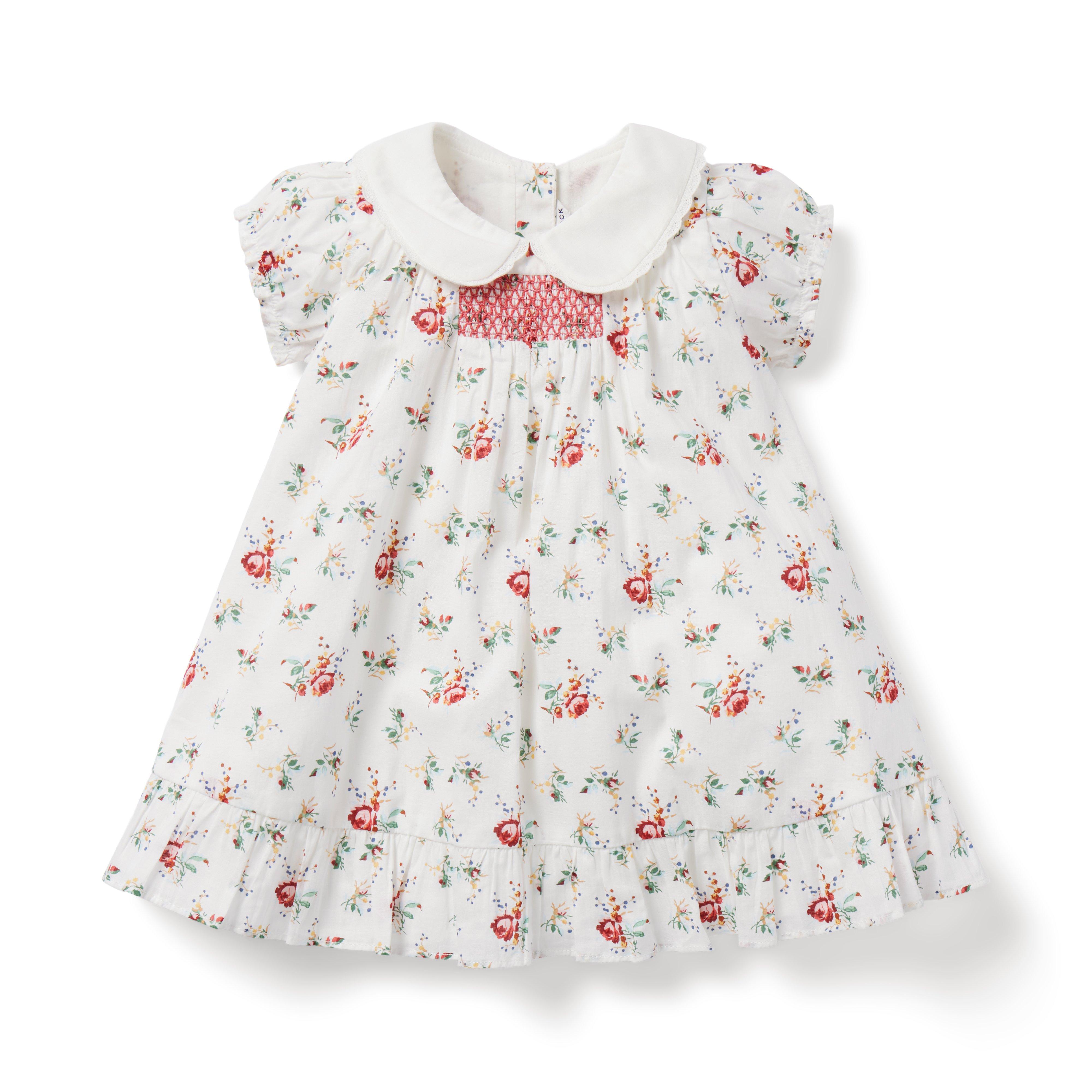 Baby Floral Collared Smocked Dress image number 0