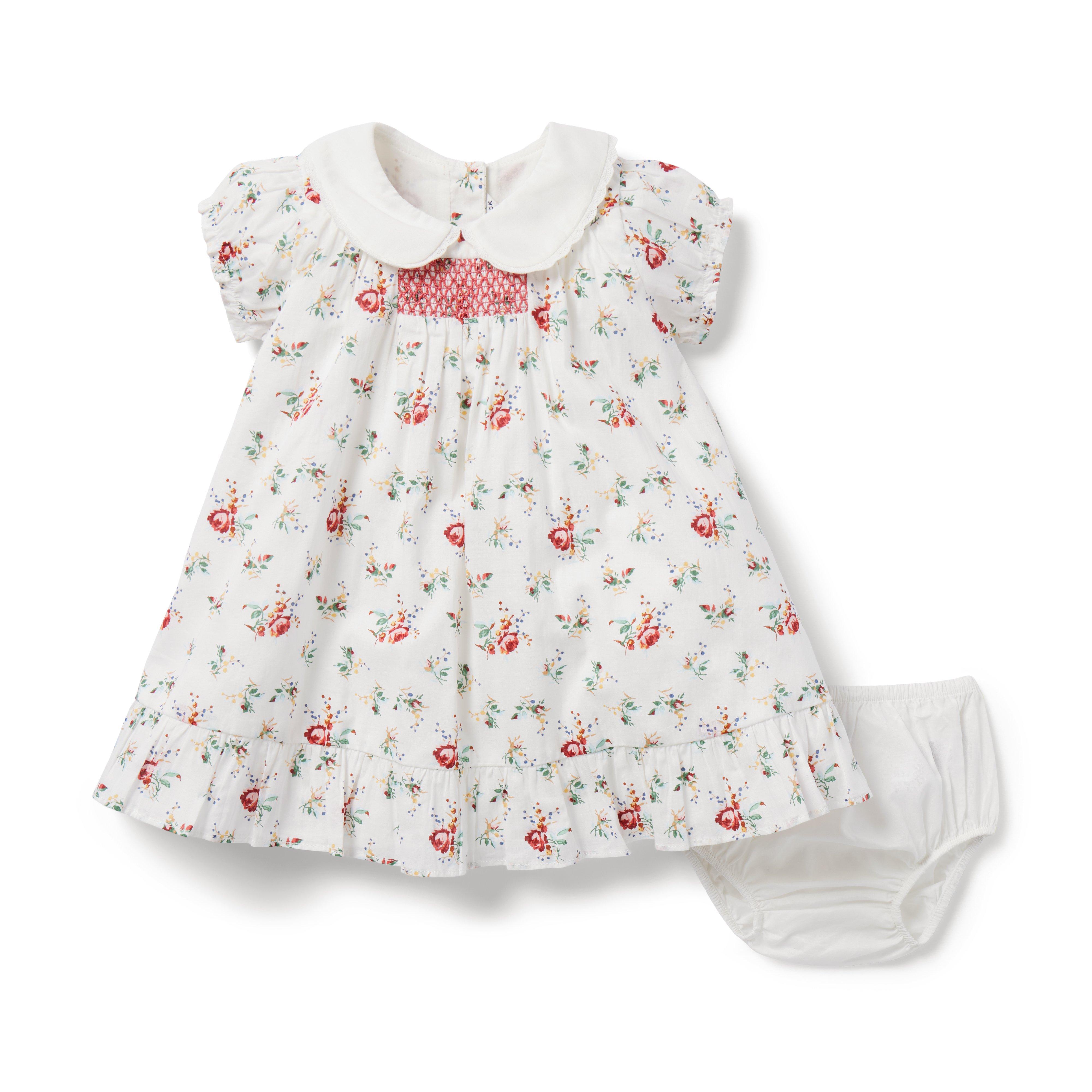 Baby Floral Collared Smocked Dress image number 4