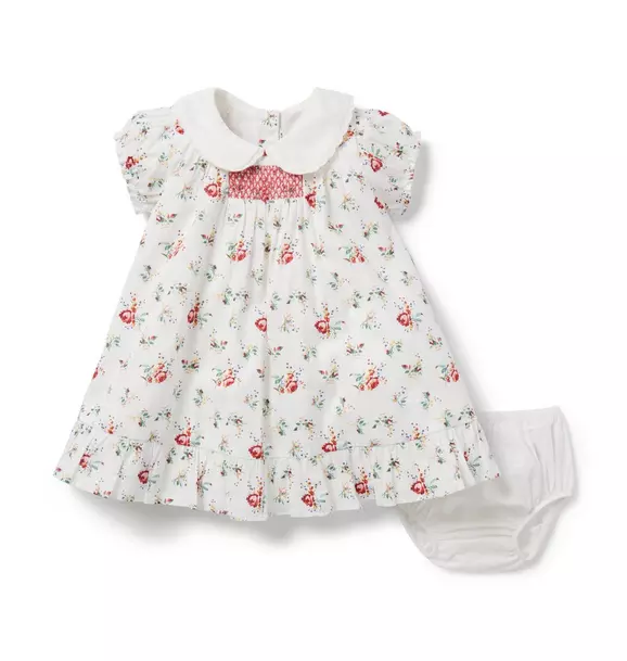 Baby Floral Collared Smocked Dress image number 4