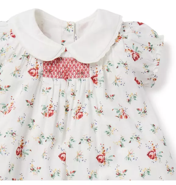Baby Floral Collared Smocked Dress image number 1