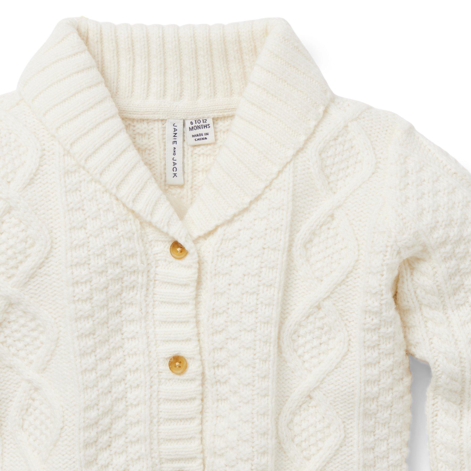 Baby Cable Knit Shawl Collar Cardigan