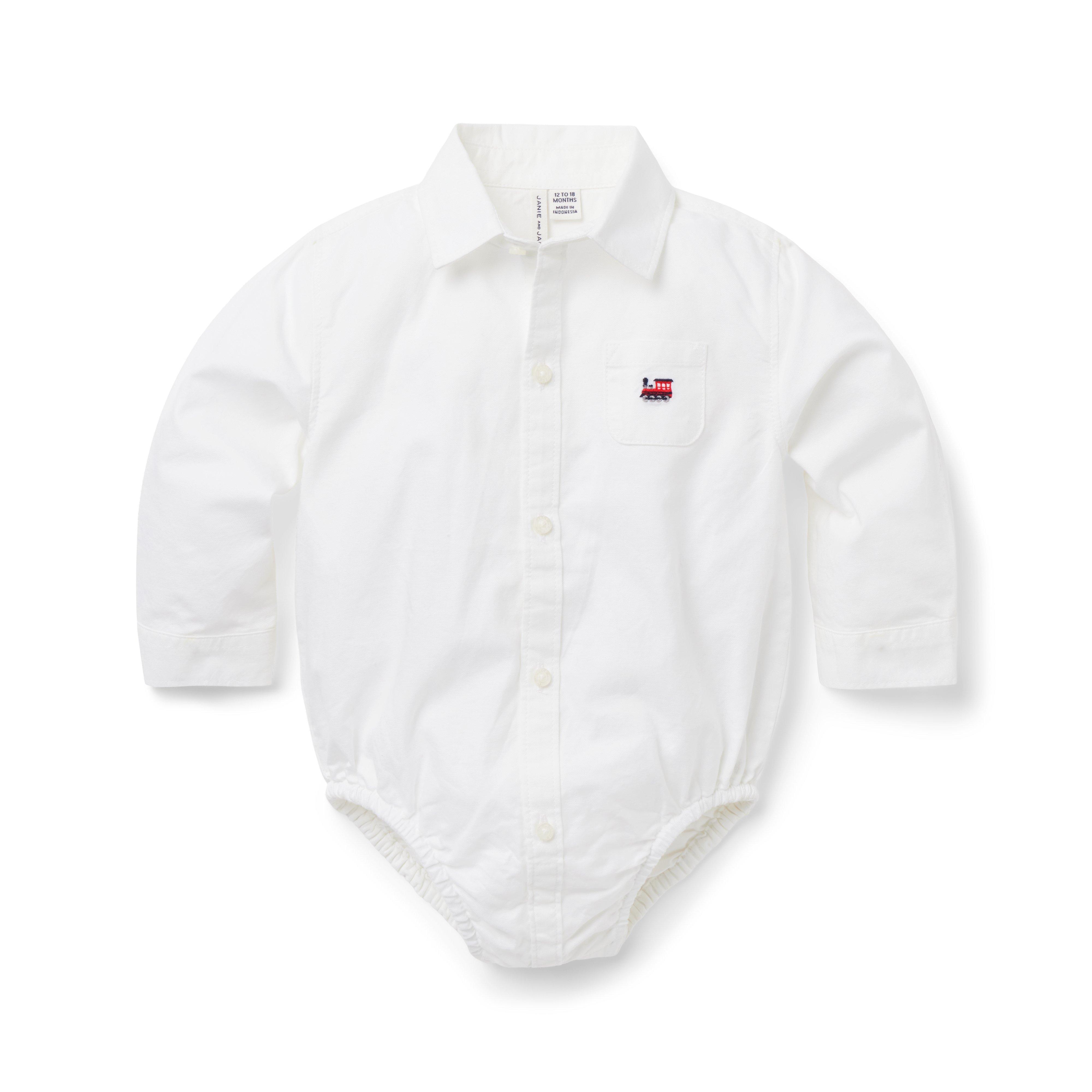 Baby Train Oxford Bodysuit