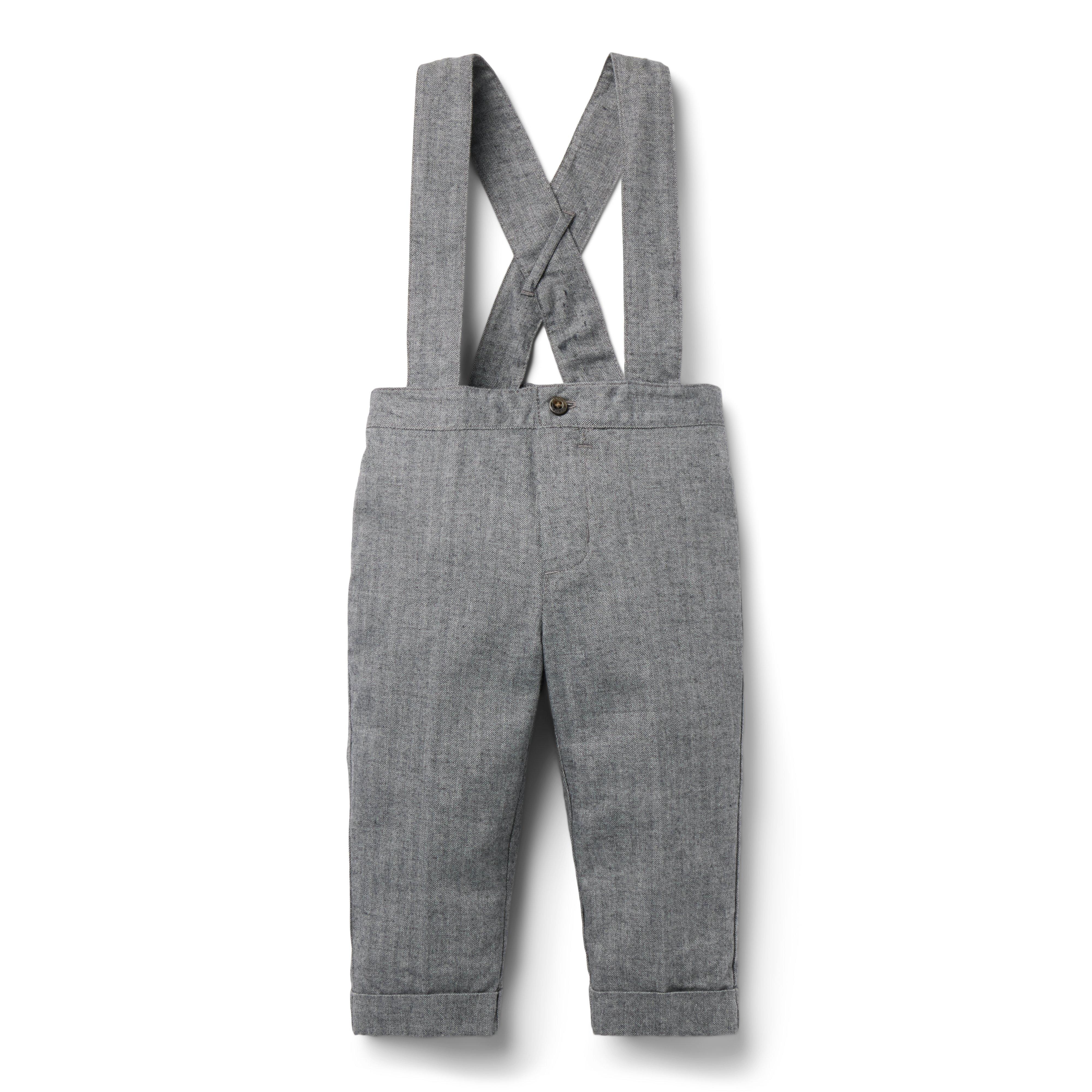 Newborn Grey Heather Baby Herringbone Suspender Pant by Janie and Jack