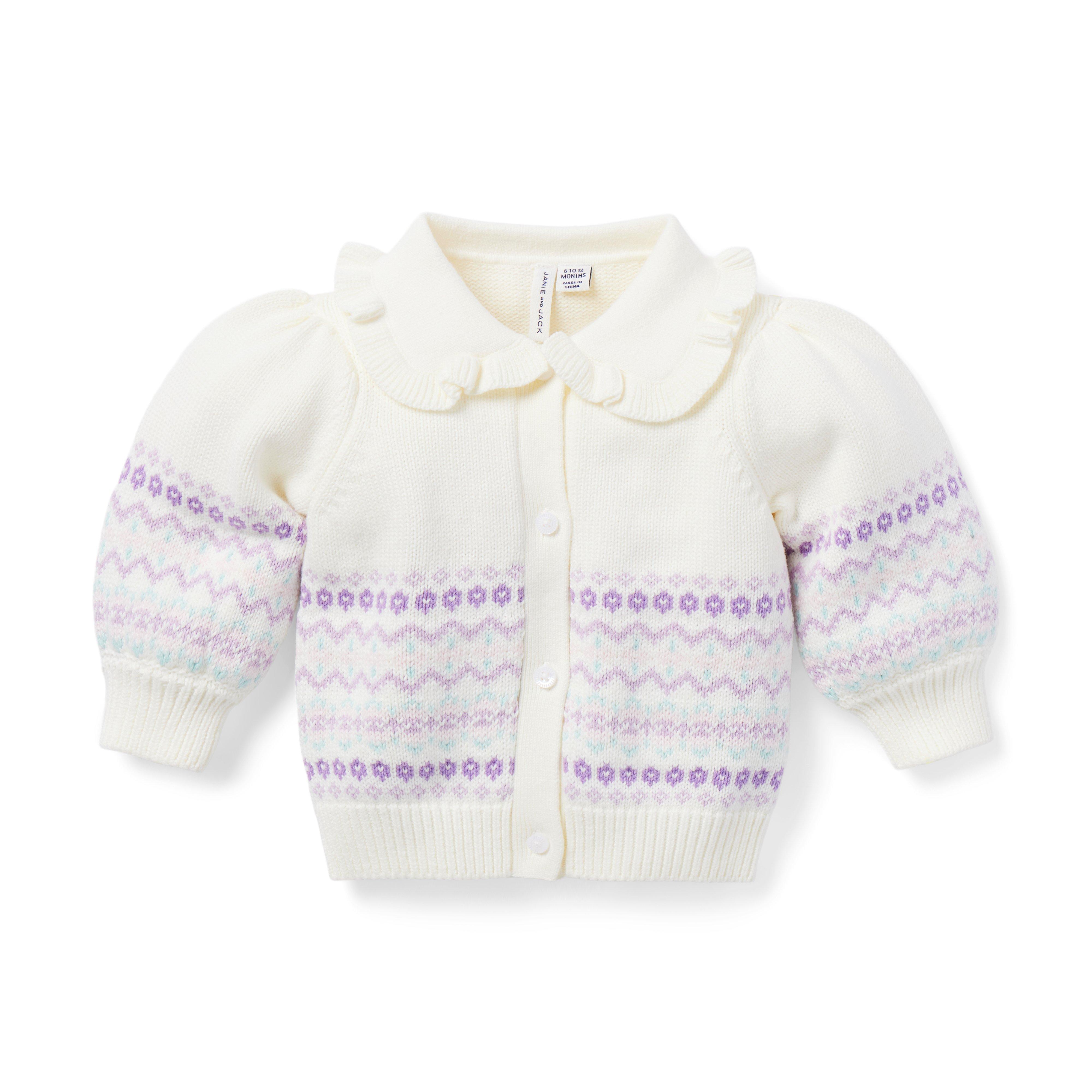 Baby Fair Isle Ruffle Collar Cardigan