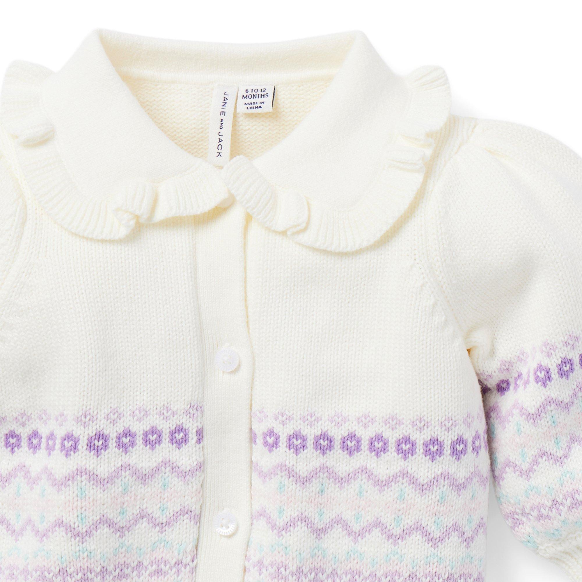 Baby Fair Isle Ruffle Collar Cardigan image number 3