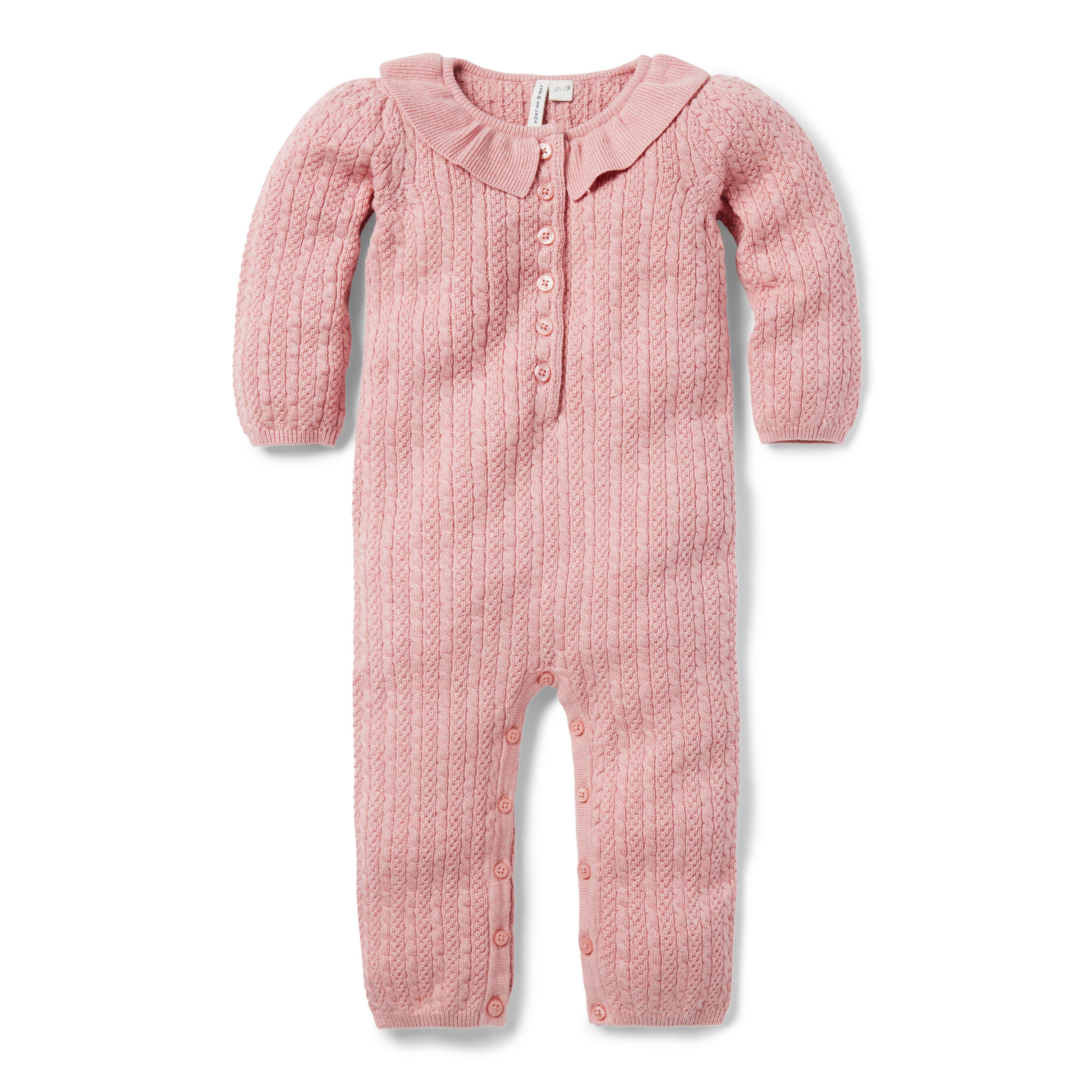 Baby Cable Knit Collared One-Piece