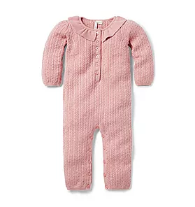 Baby Cable Knit Collared One-Piece