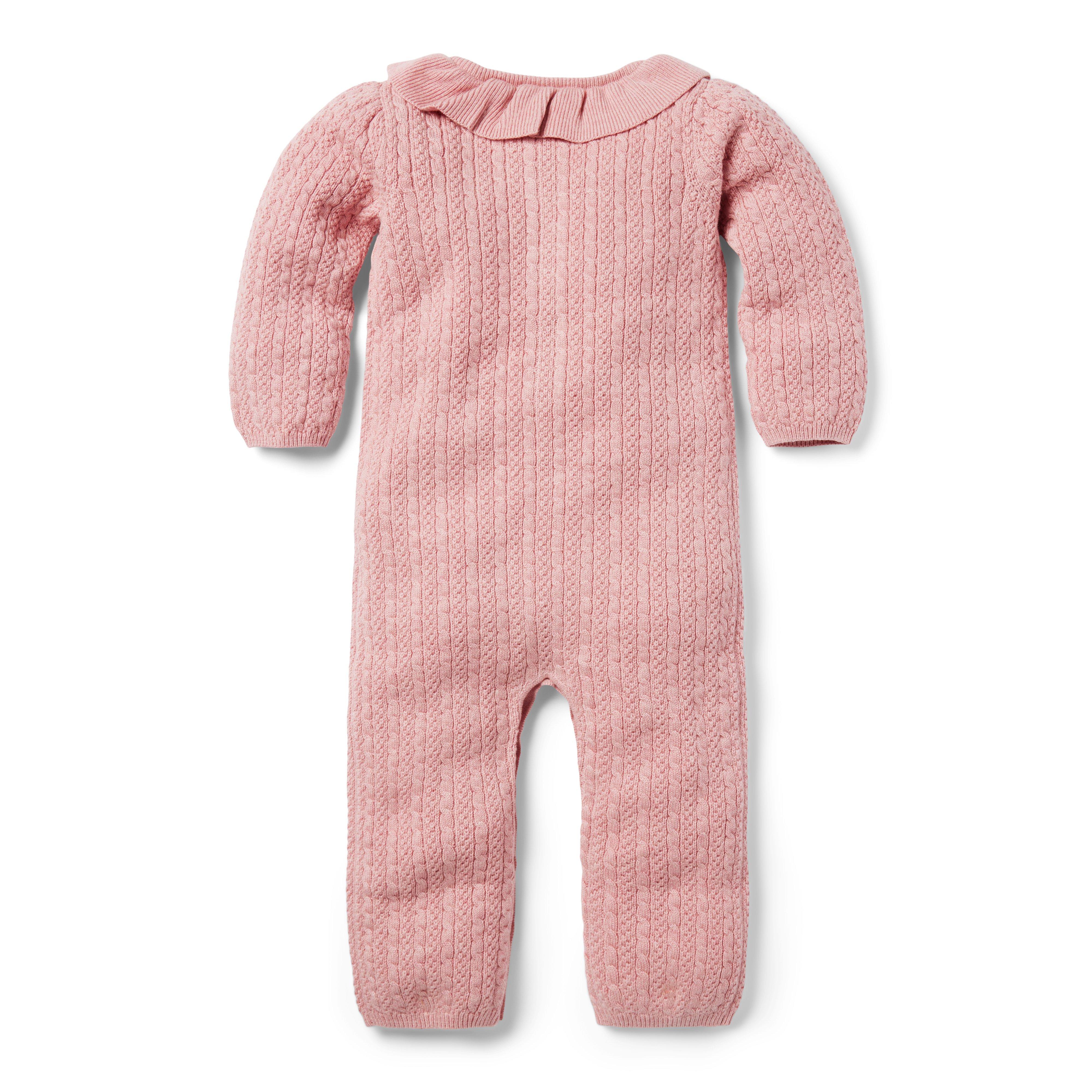 Baby Cable Knit Collared One-Piece