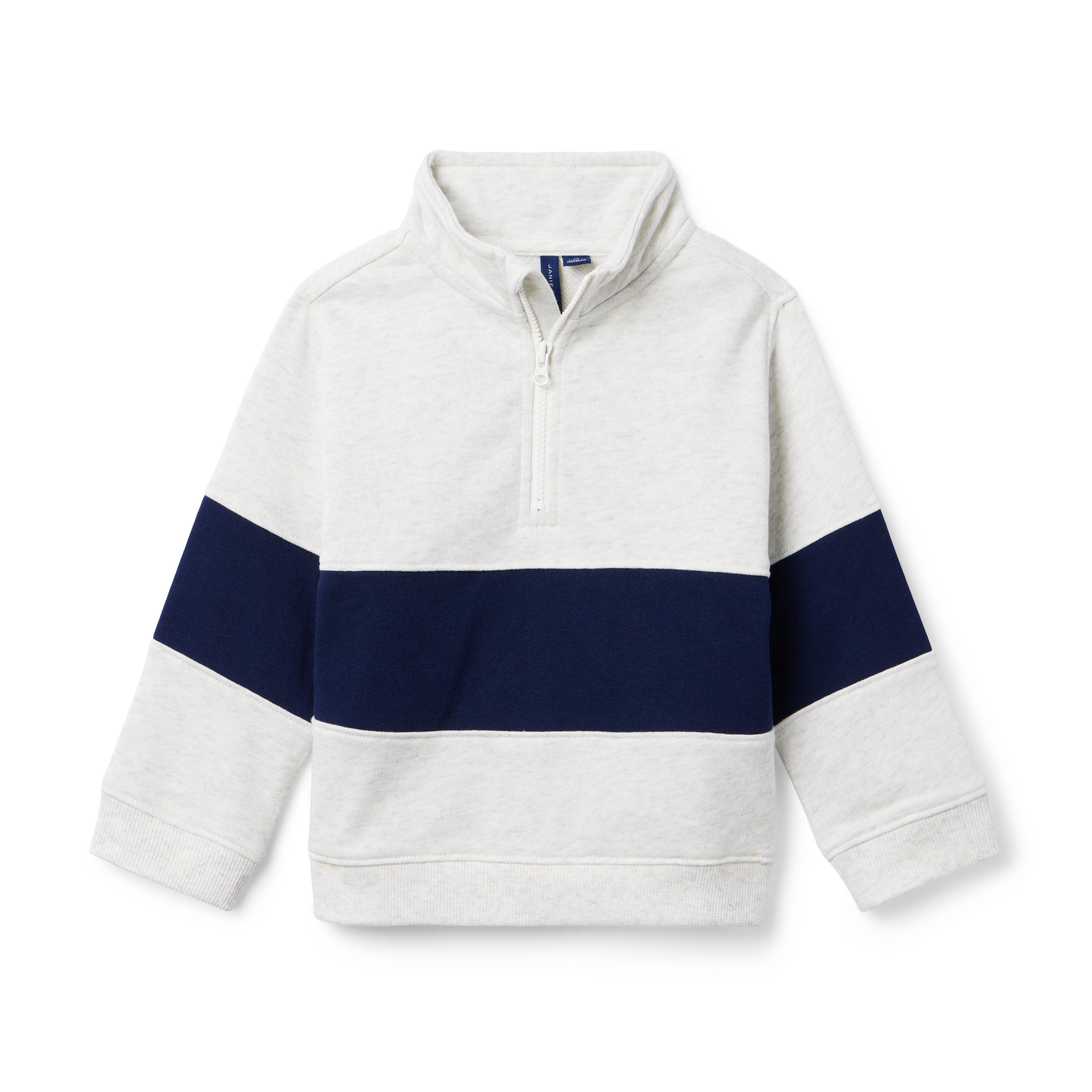 Boy Cookies And Cream The Half-Zip Block Stripe Sweatshirt by