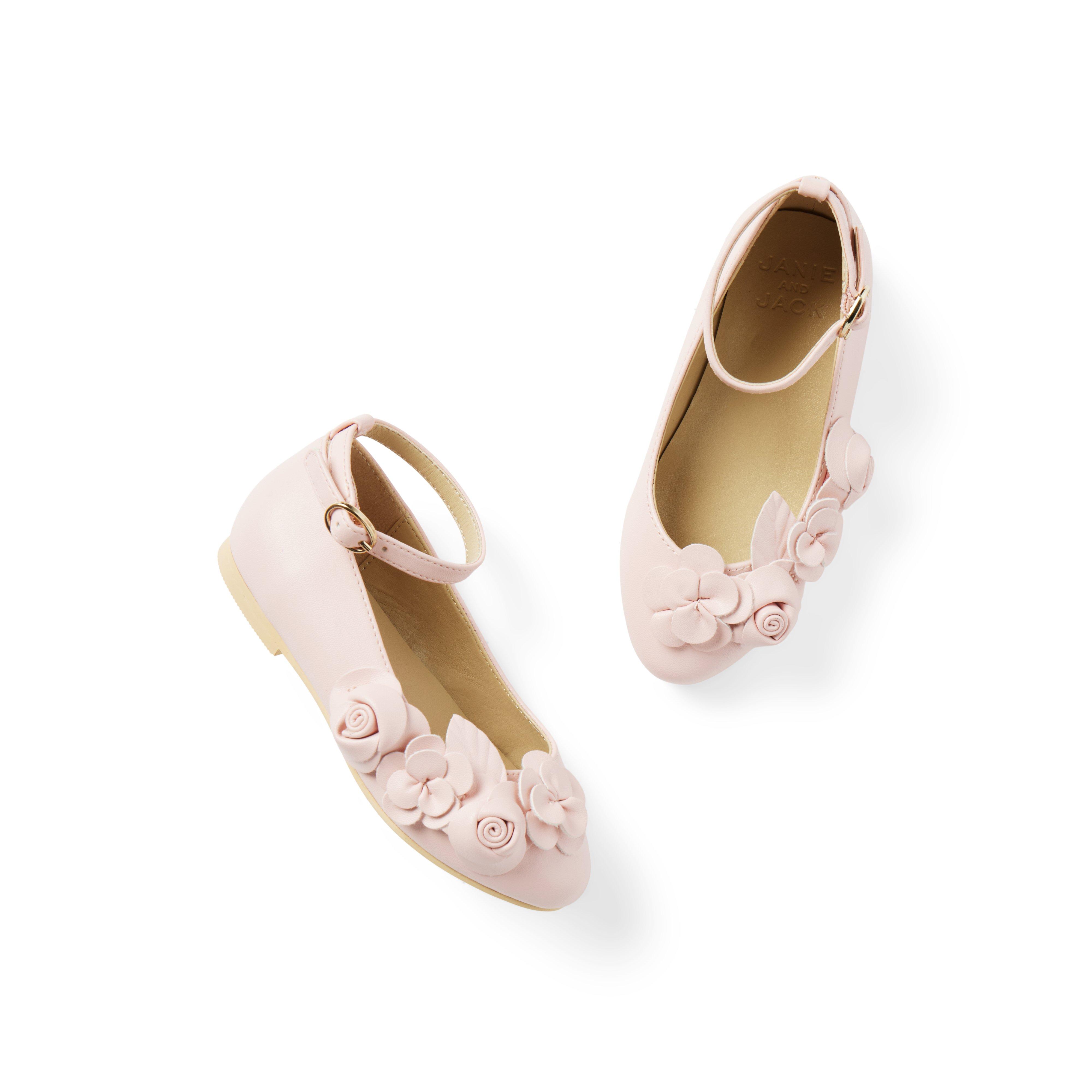 Newborn Peachskin Flower Ballet Flat by Janie and Jack