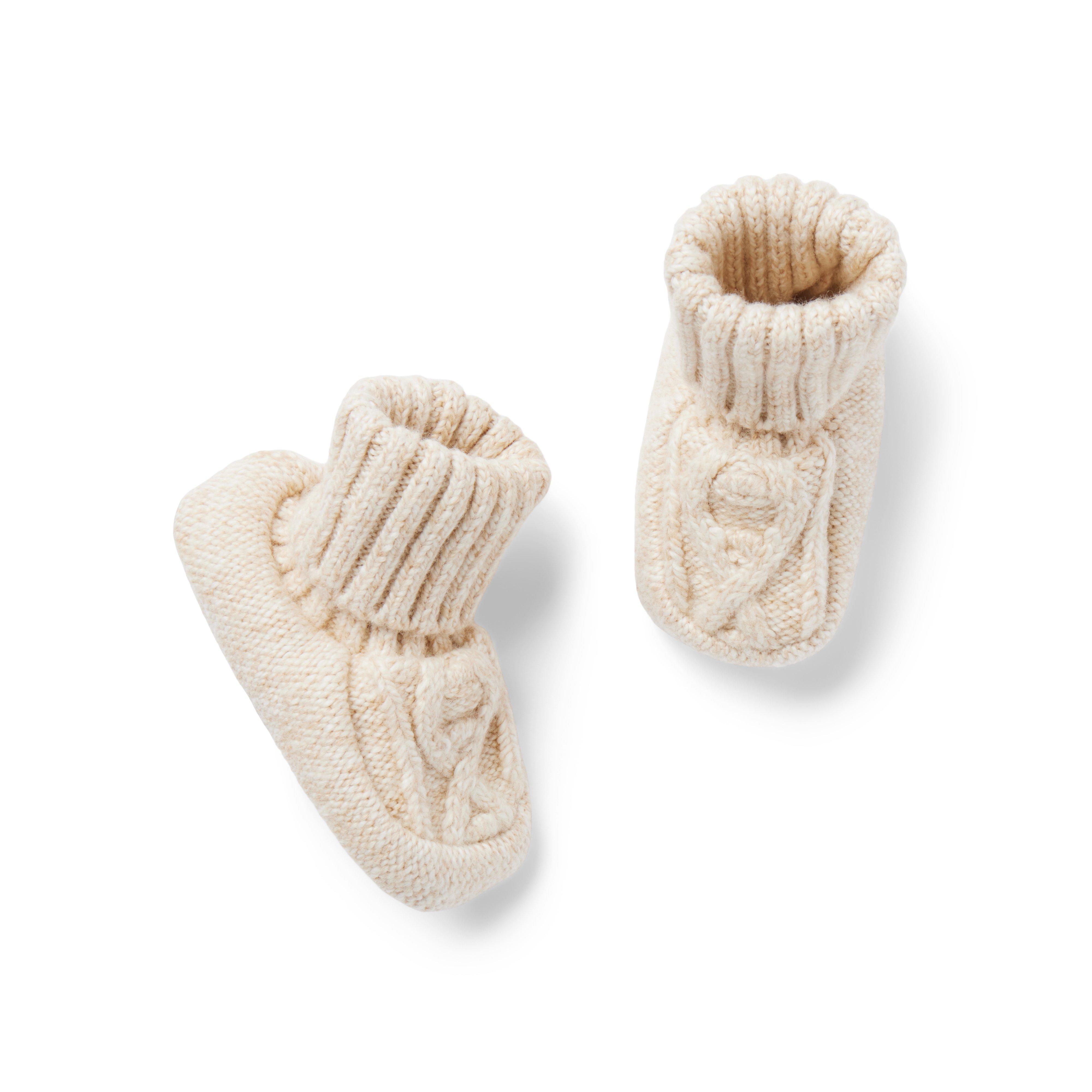 Newborn Fluffy Bunny Heather Baby Cable Knit Sweater Bootie by