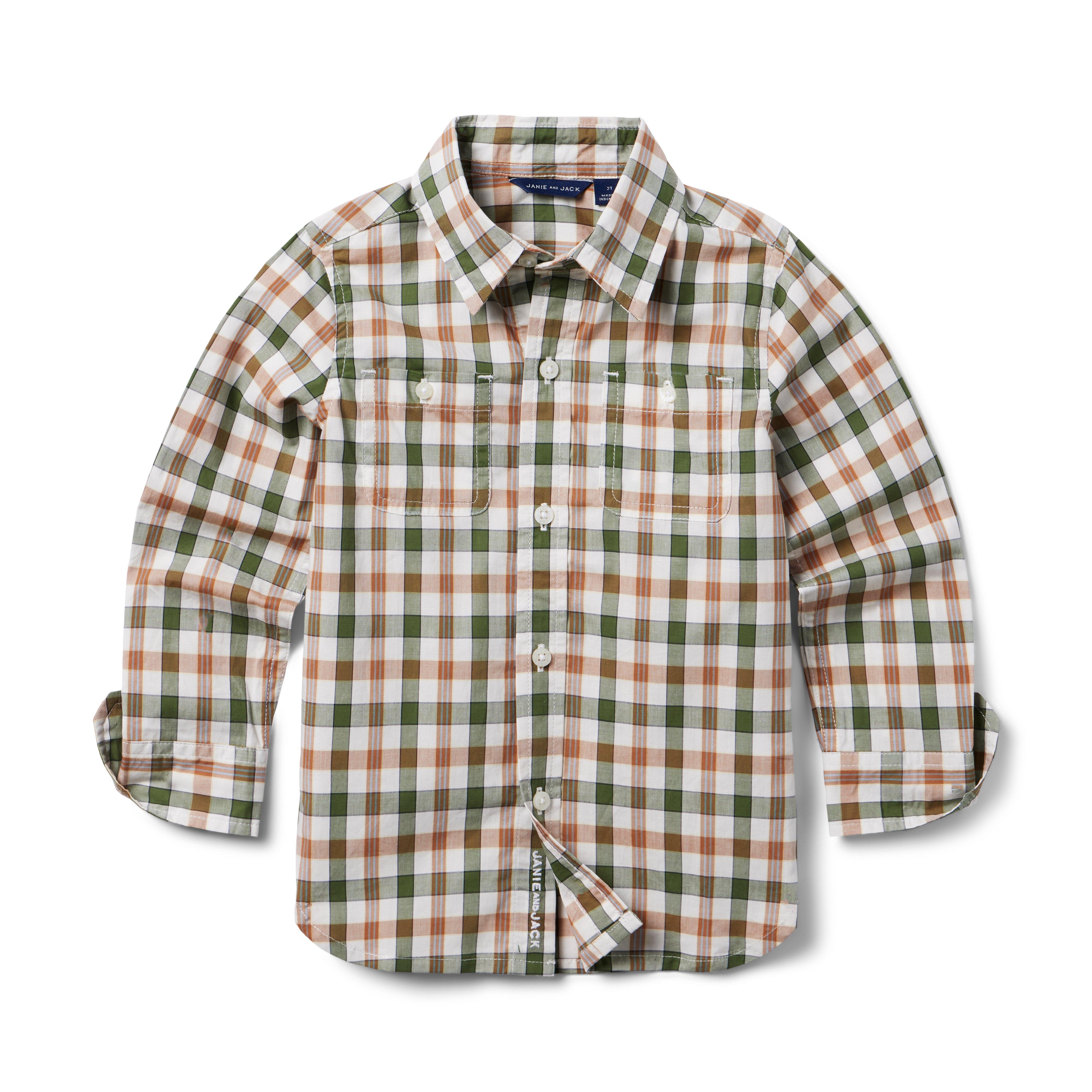 Boy Jet Ivory Gingham The Gingham Poplin Shirt by Janie and Jack