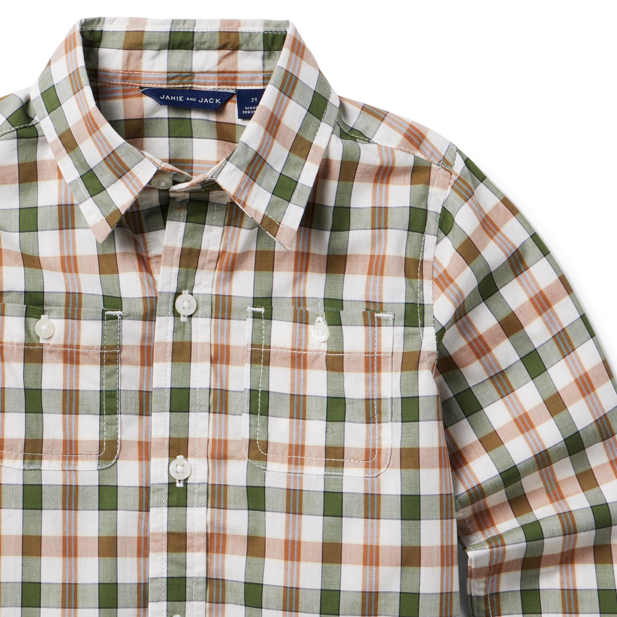 Boy Jet Ivory Gingham The Gingham Poplin Shirt by Janie and Jack