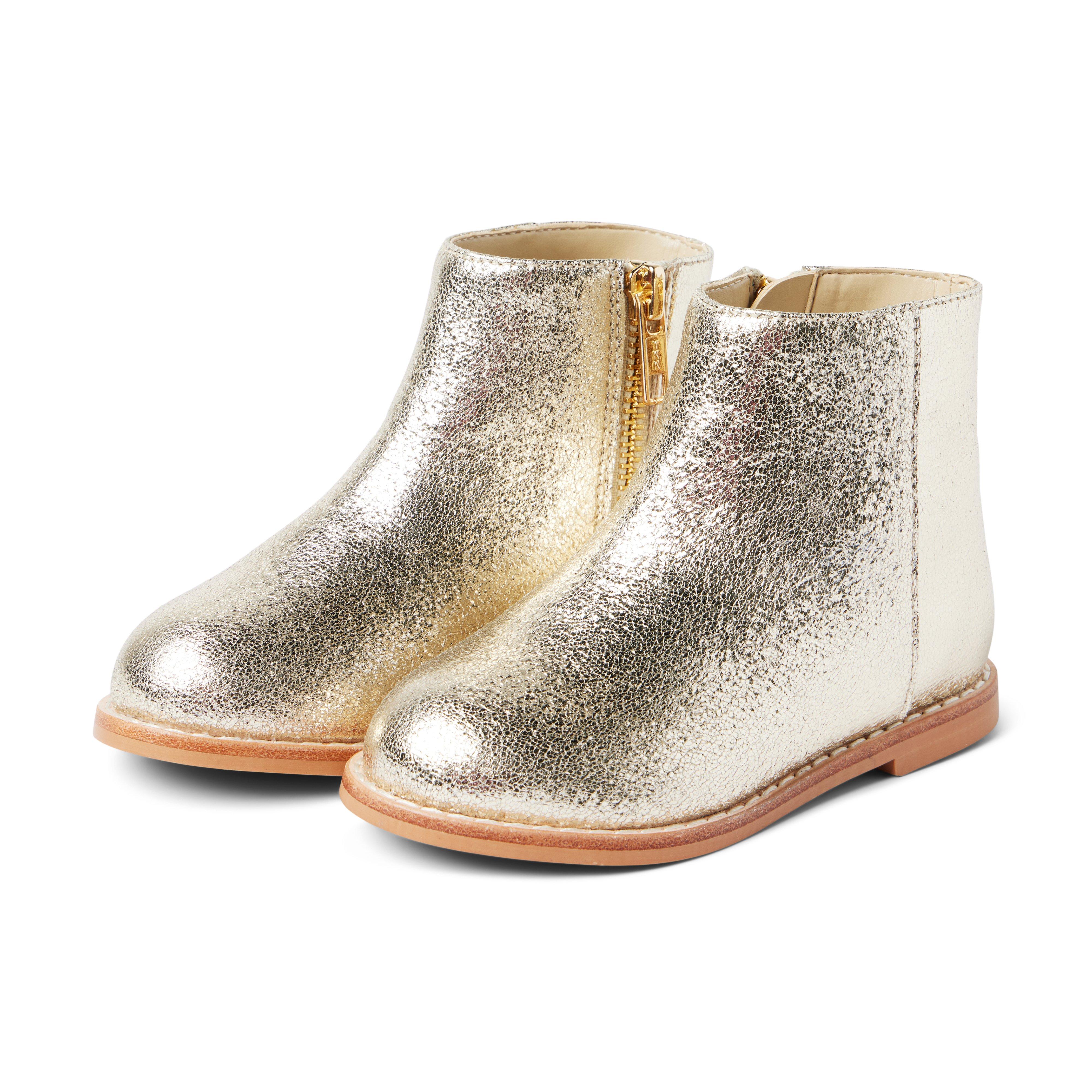 Metallic  Side Zip Ankle Bootie