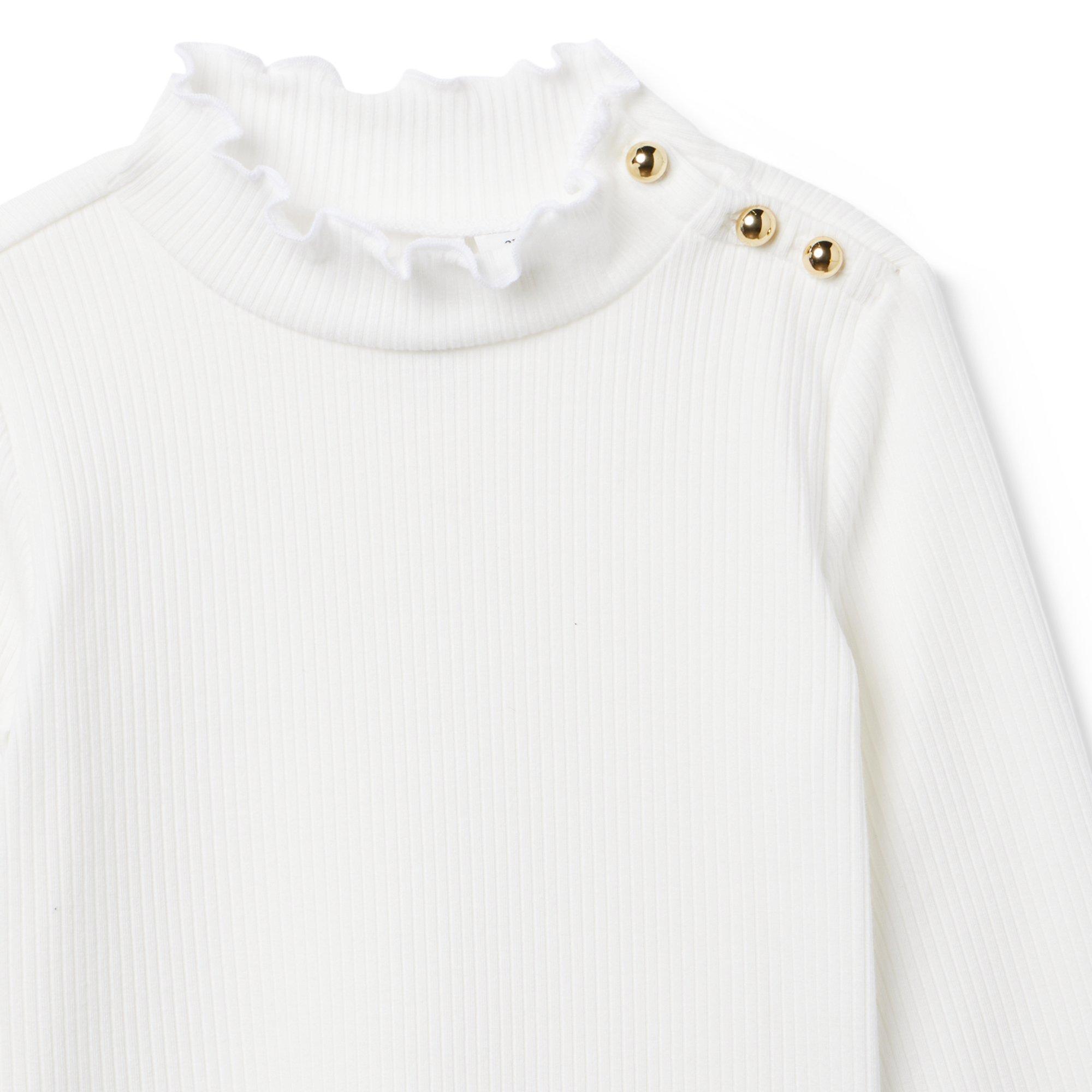 Ribbed Ruffle Trim Turtleneck image number 1