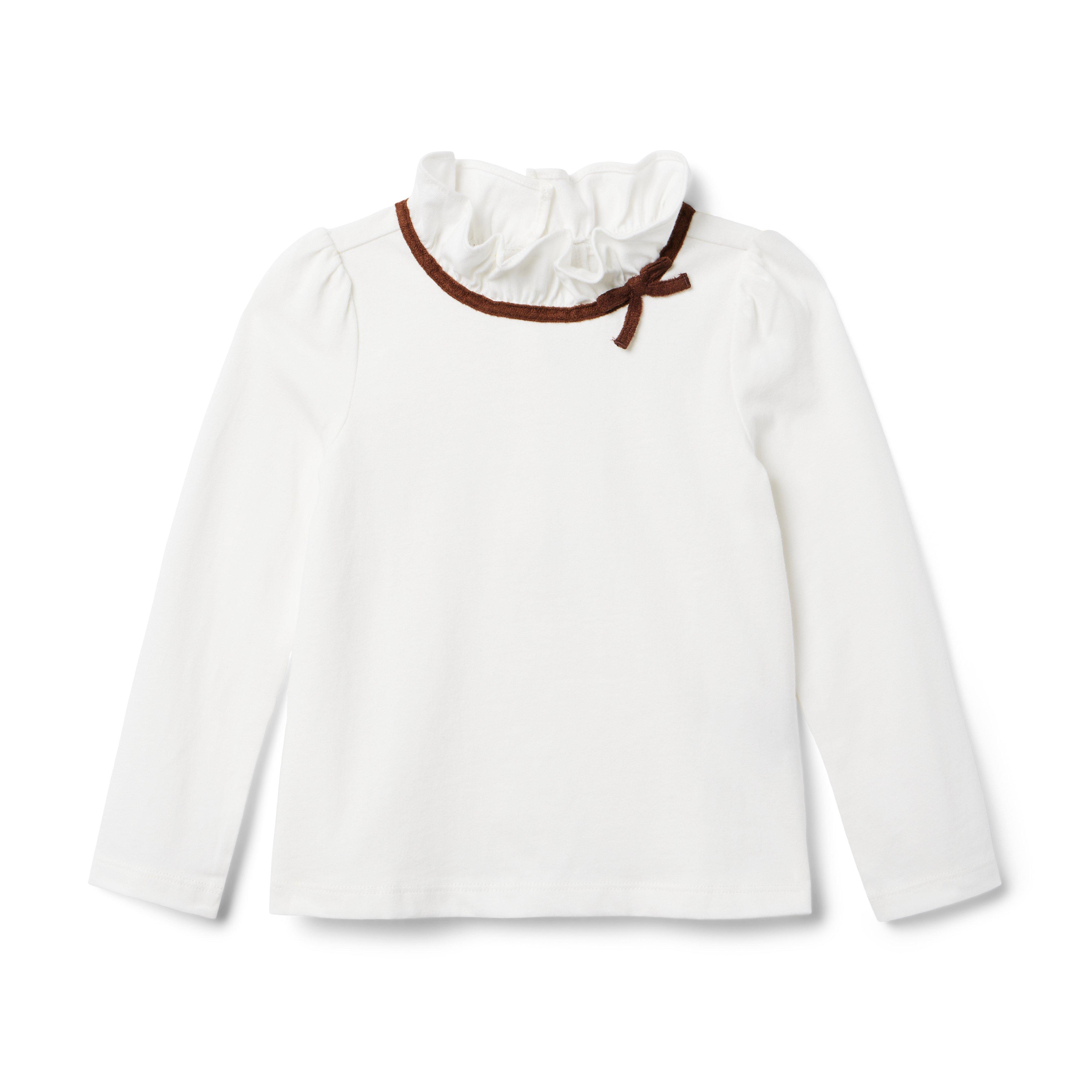 Ruffle Collar Bow Jersey Top