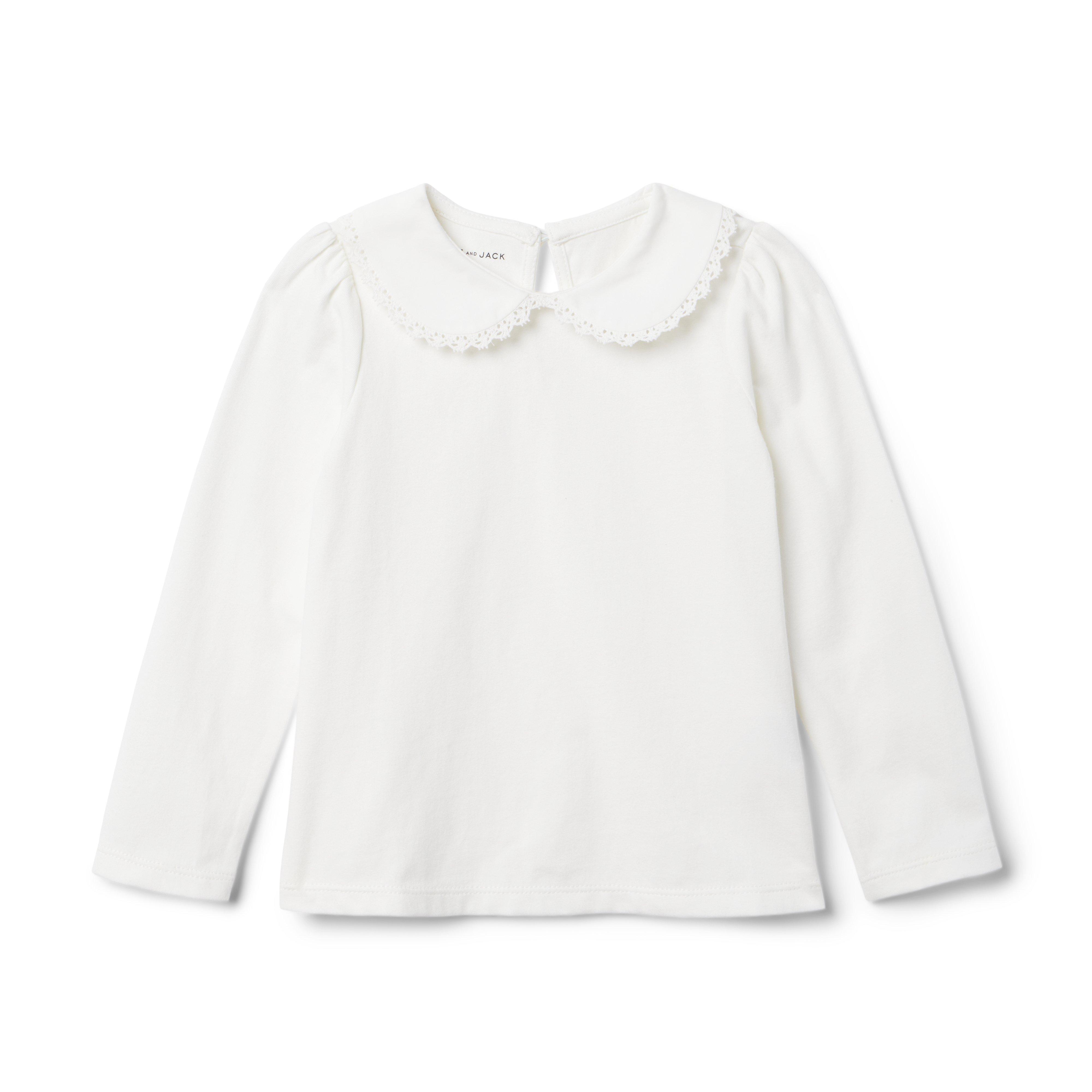 Lace Trim Collar Jersey Top image number 0