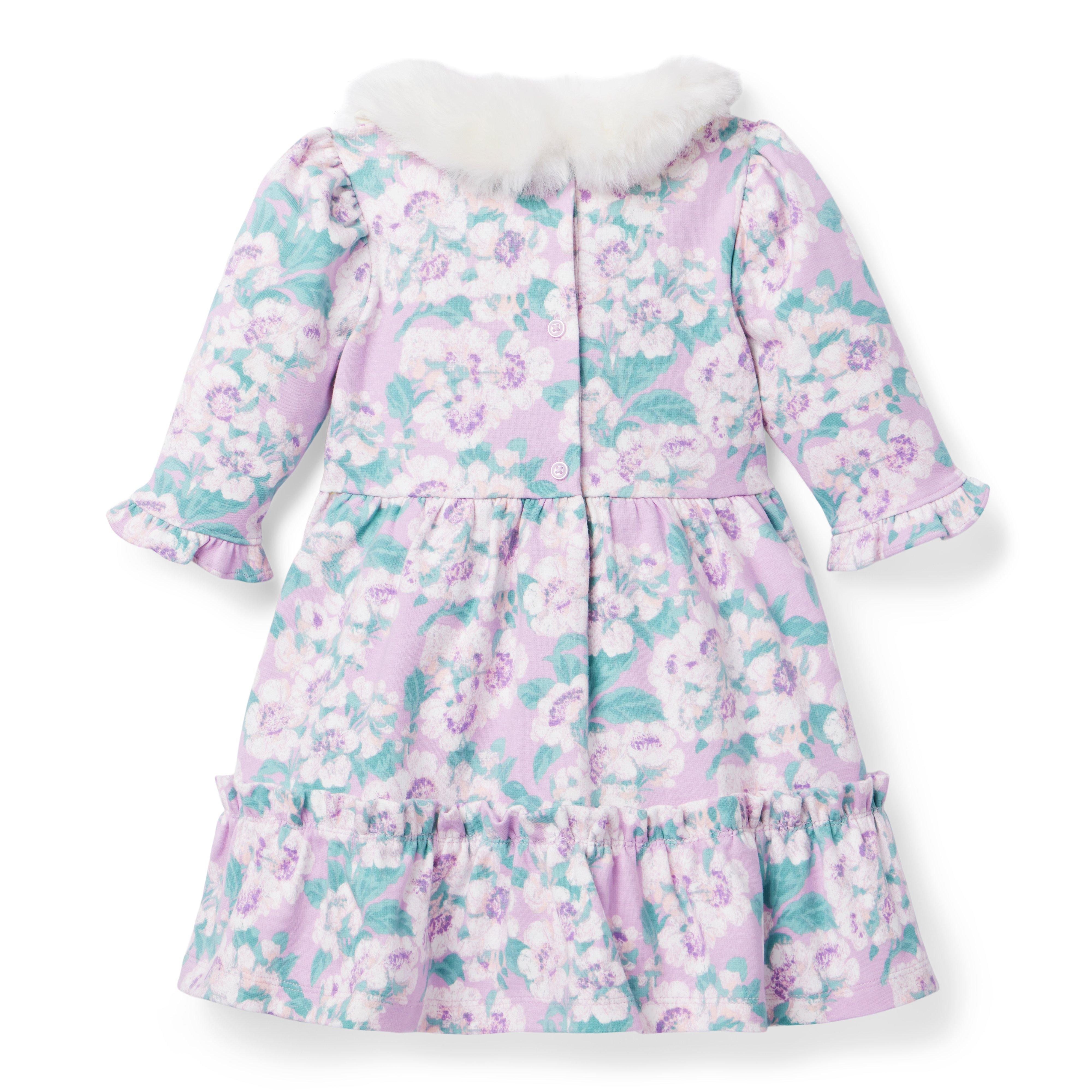 Girl Lavender Floral Floral Faux Fur Collared Ponte Dress by Janie and Jack