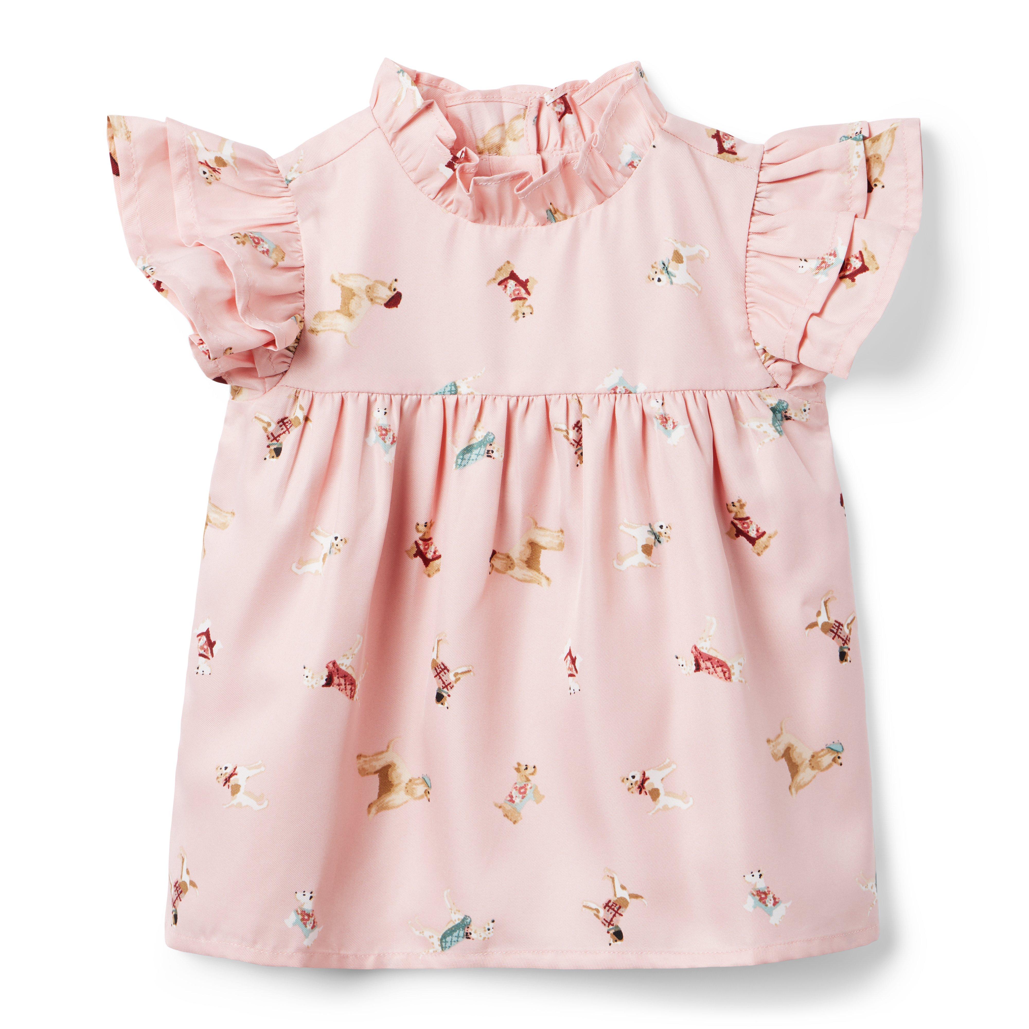 Girl Peachskin Dog Friends Ruffle Dog Friends Top by Janie and Jack