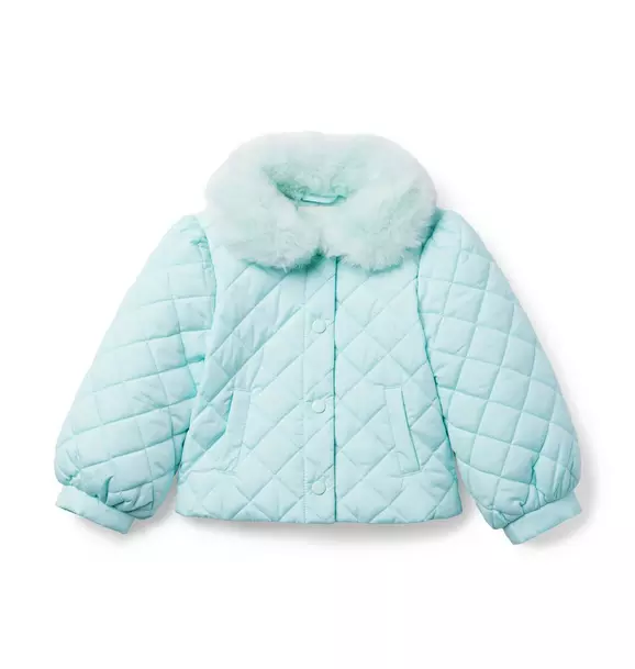 Faux Fur Collar Quilted Puffer Jacket image number 0