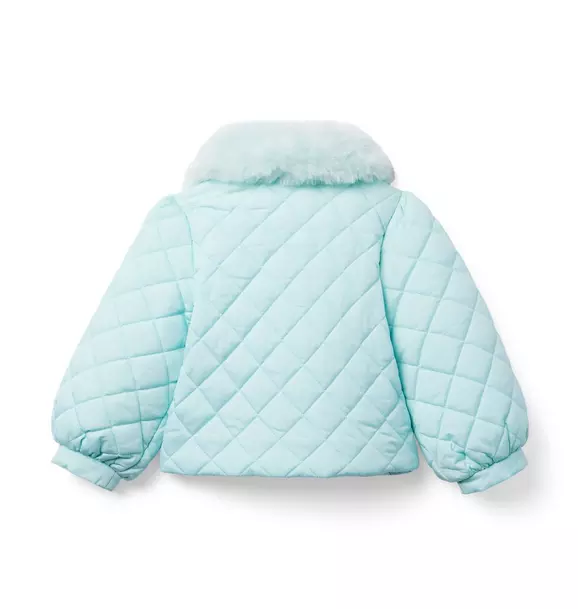 Faux Fur Collar Quilted Puffer Jacket image number 1