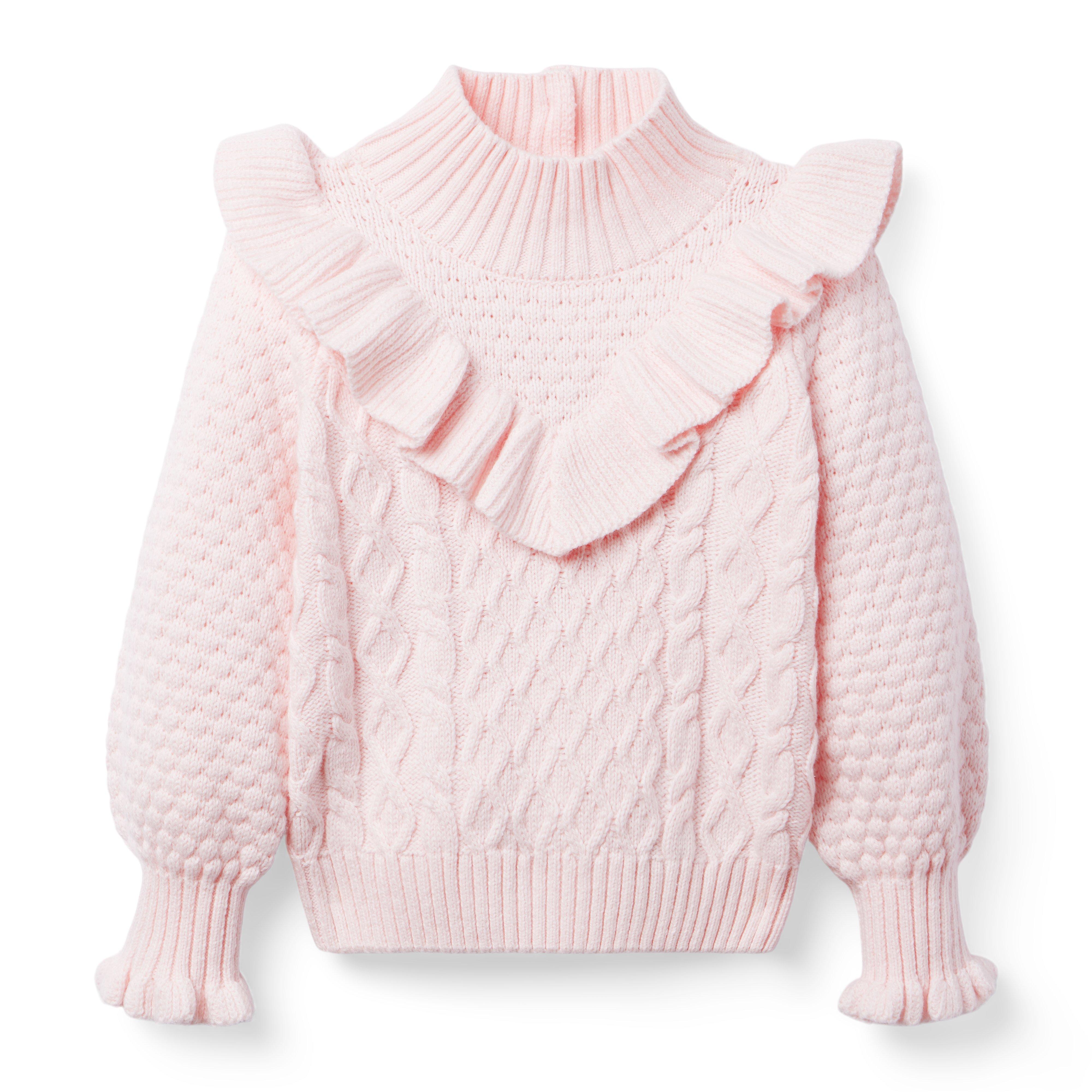 Cable Knit Ruffle Sweater