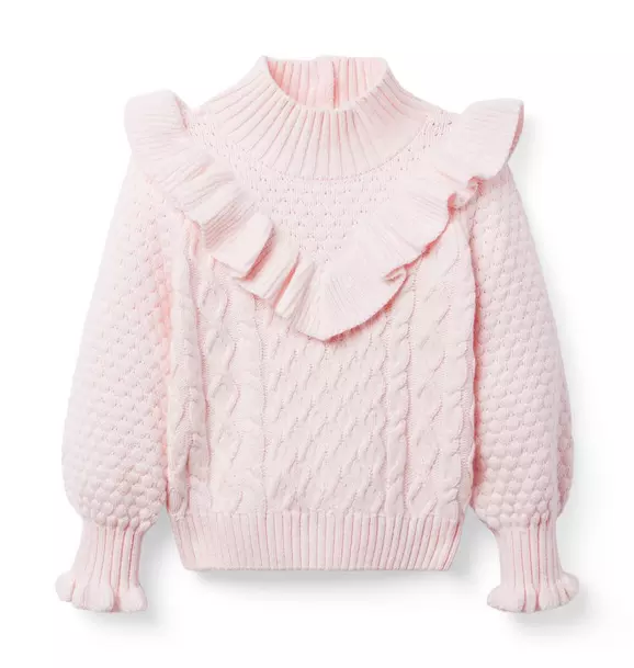 Cable Knit Ruffle Sweater image number 0