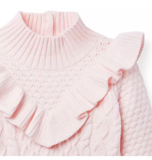 Cable Knit Ruffle Sweater image number 3