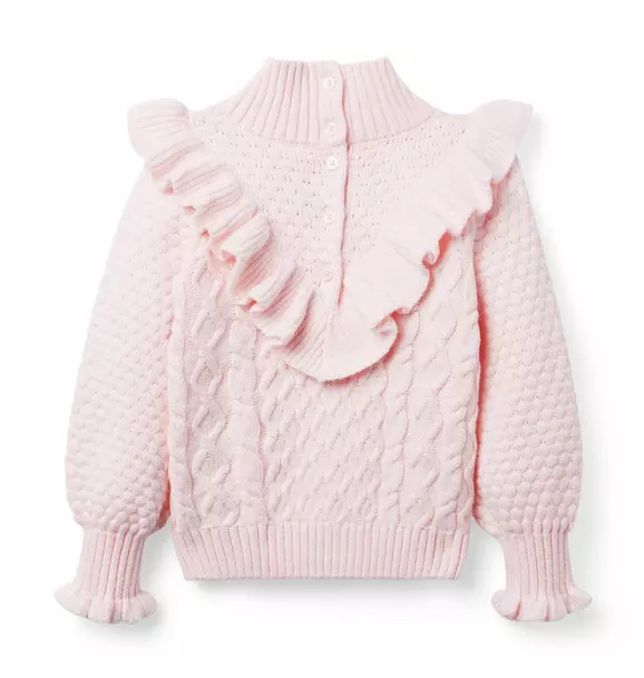 Cable Knit Ruffle Sweater image number 1