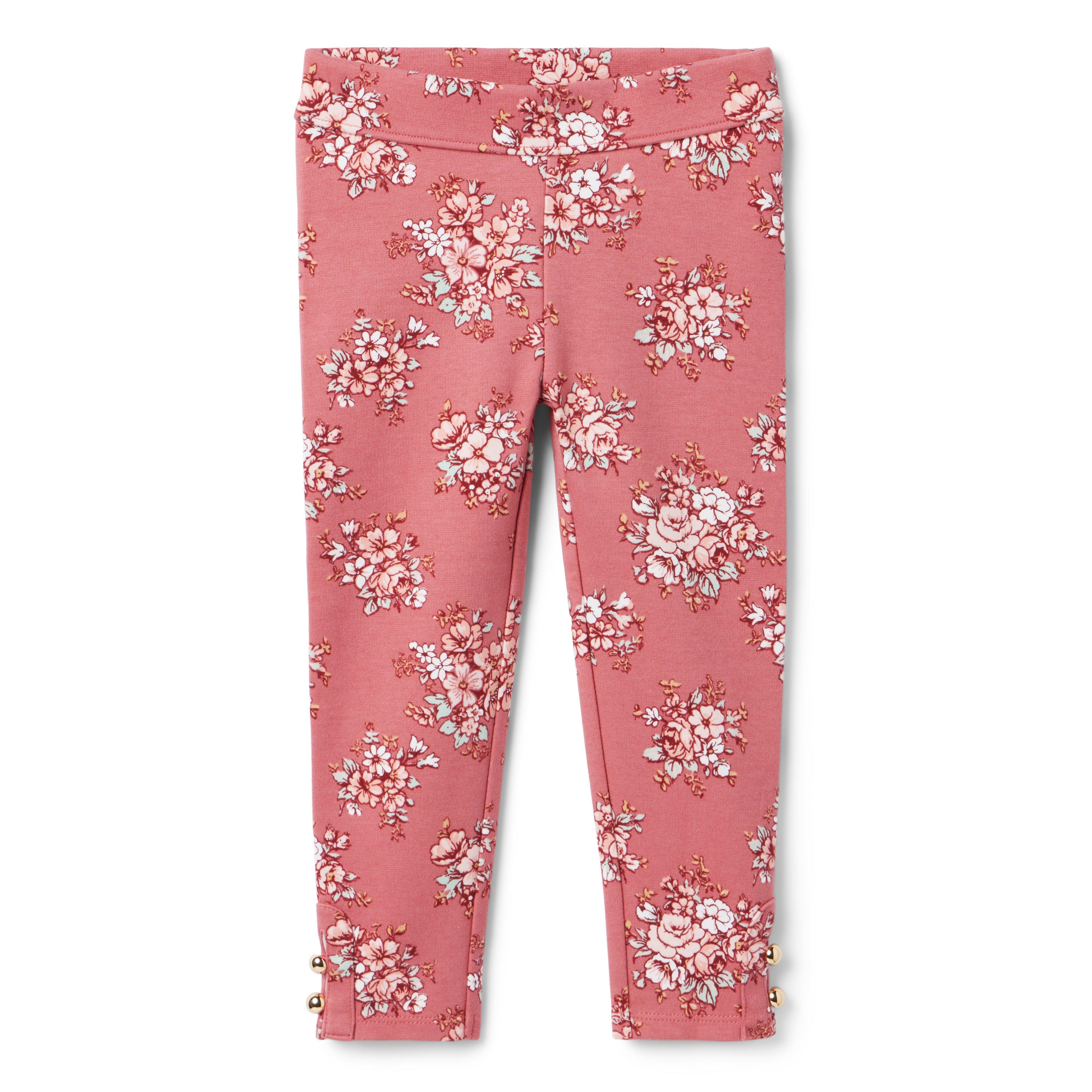 Girl Mauvewood Floral Floral Button Cuff Ponte Pant by Janie and Jack