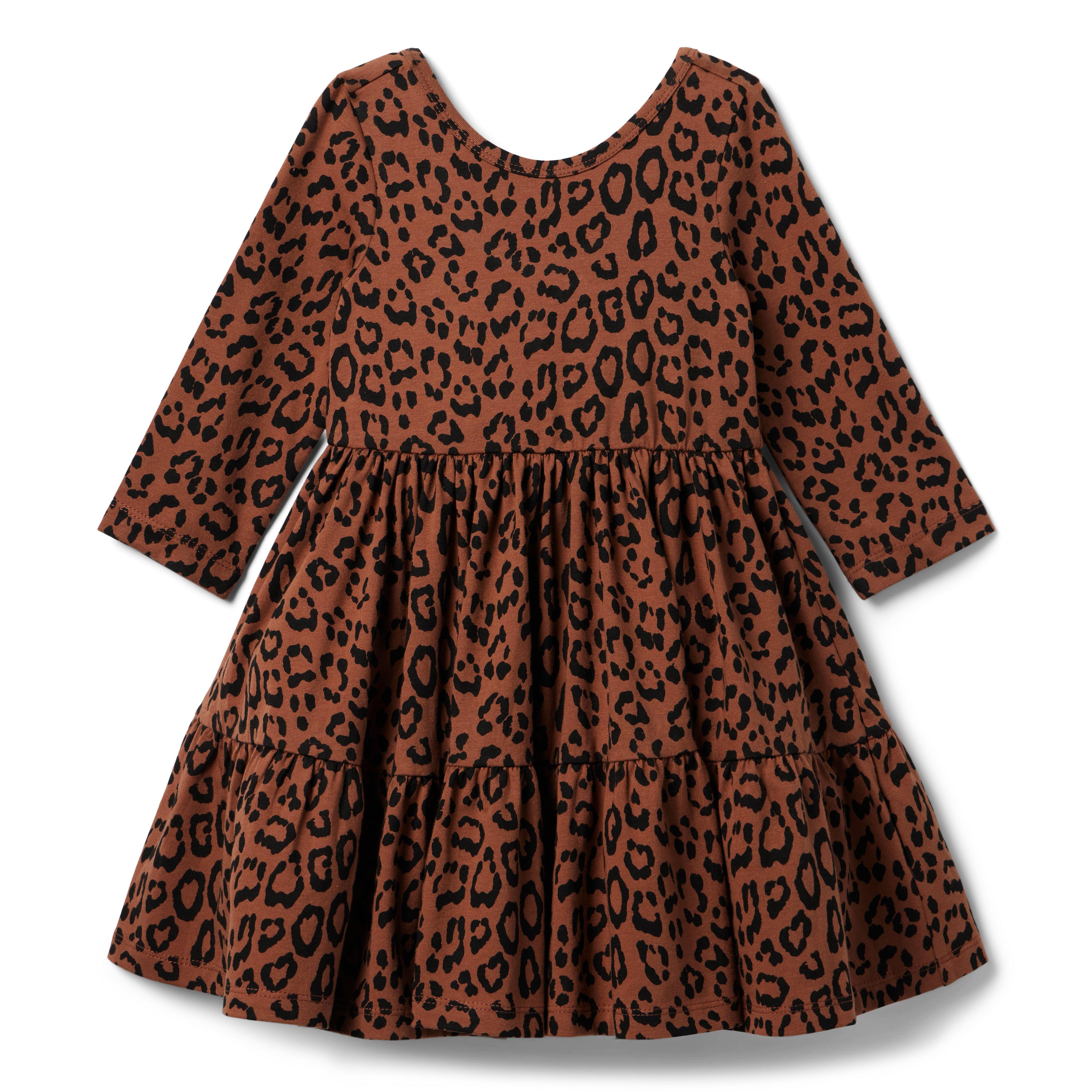 Girl Brown Patina Leopard The Everyday 3/4 Sleeve Dress by Janie and Jack