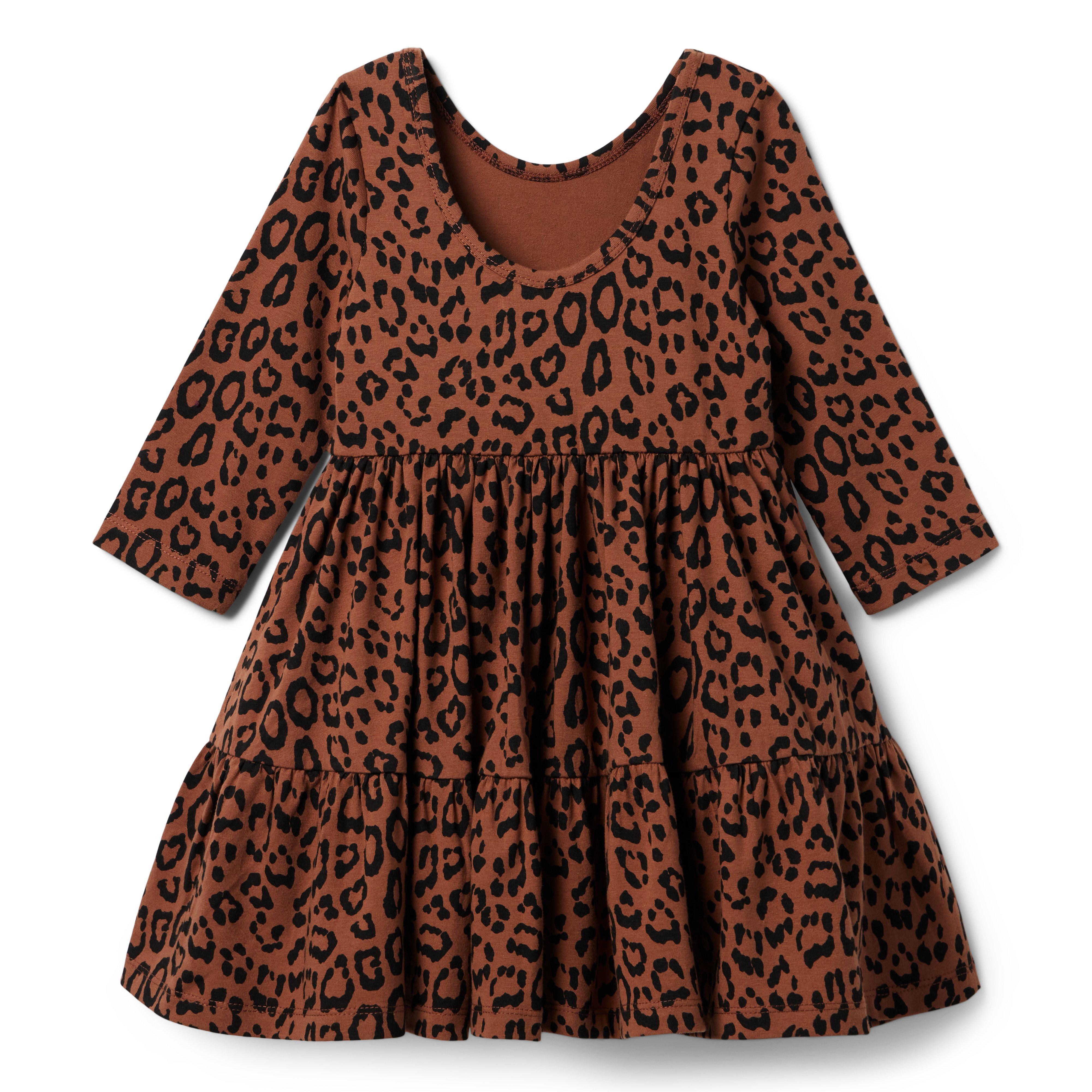 Girl Brown Patina Leopard The Everyday 3/4 Sleeve Dress by Janie and Jack